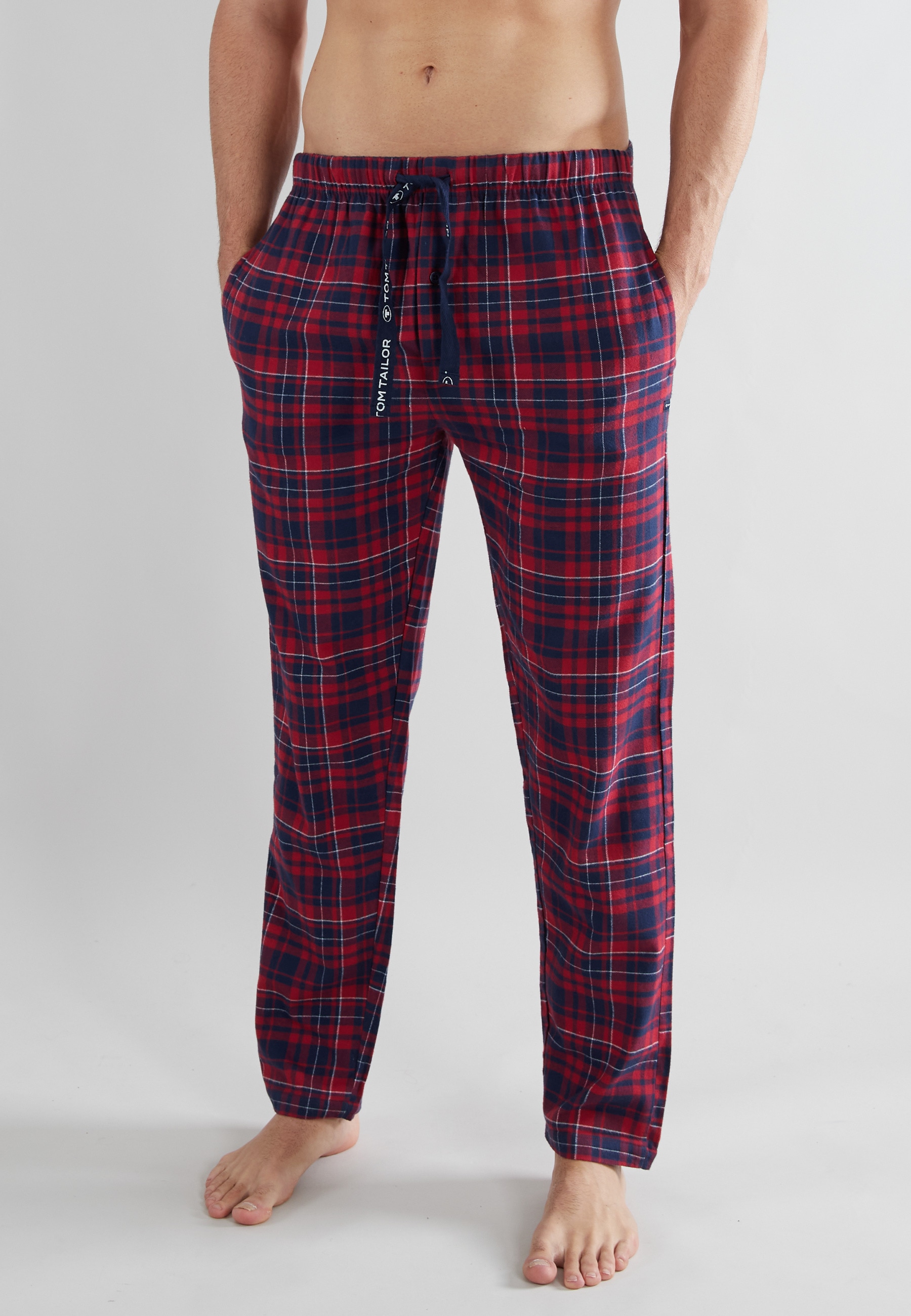 TOM TAILOR Pyjamahose, mit Logo-Bindeband und Knopfleiste