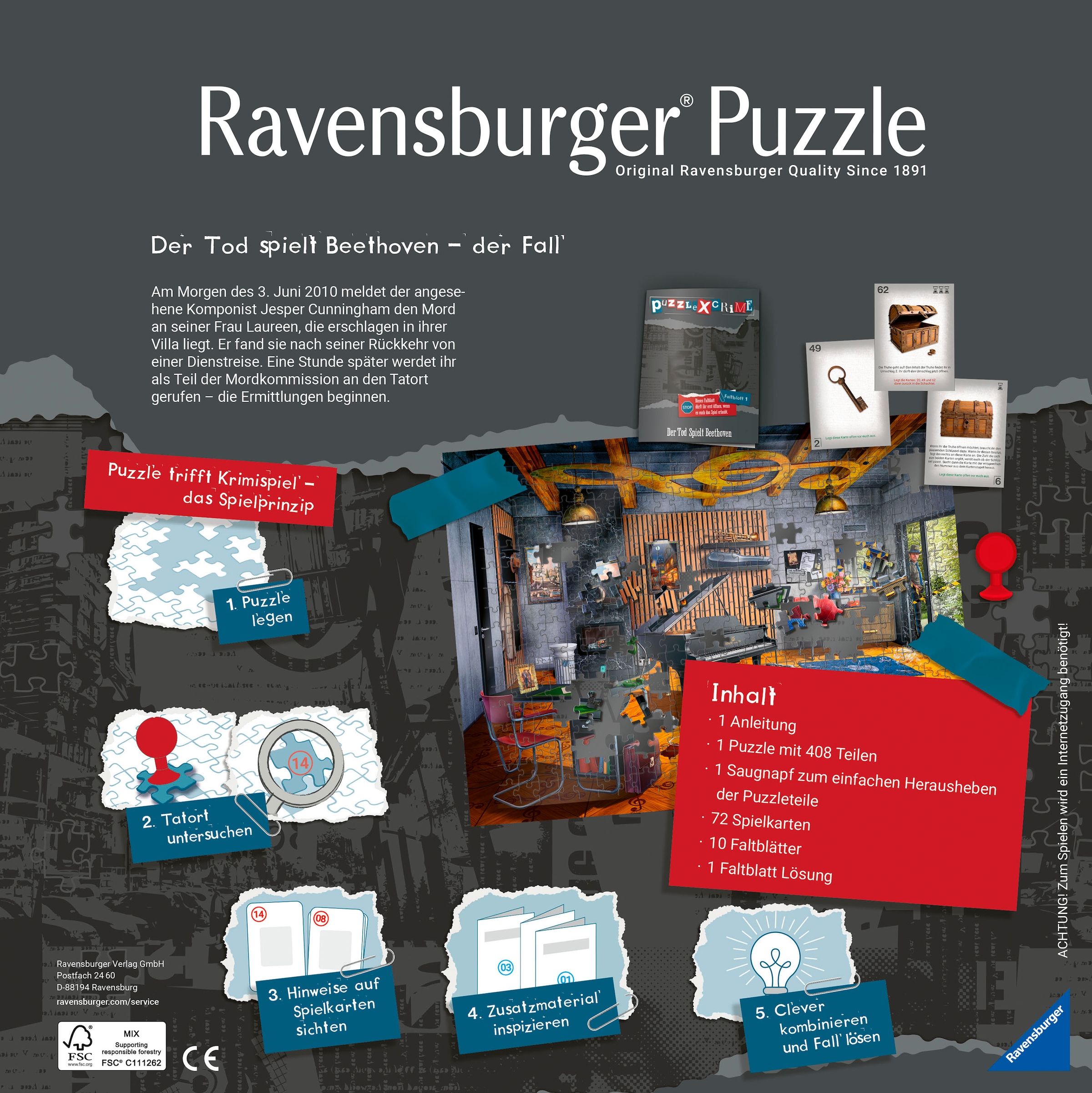 Ravensburger Puzzle »Puzzle X Crime: Der Tod spielt Beethoven«