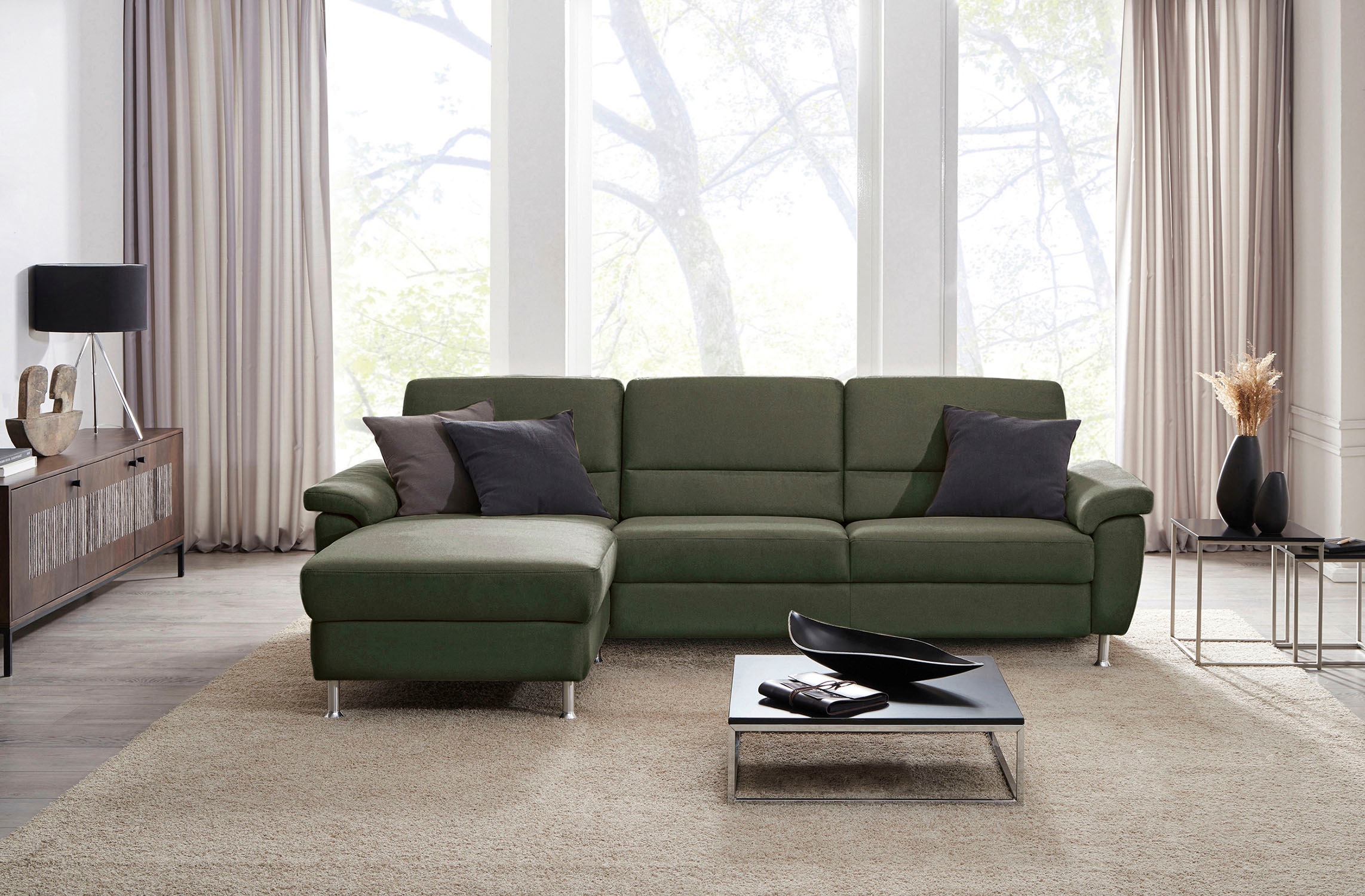 CALIZZA INTERIORS Ecksofa »Onyx L-Form«, Recamiere links oder rechts, wahlweise mit Bettfunktion, Breite 270 cm