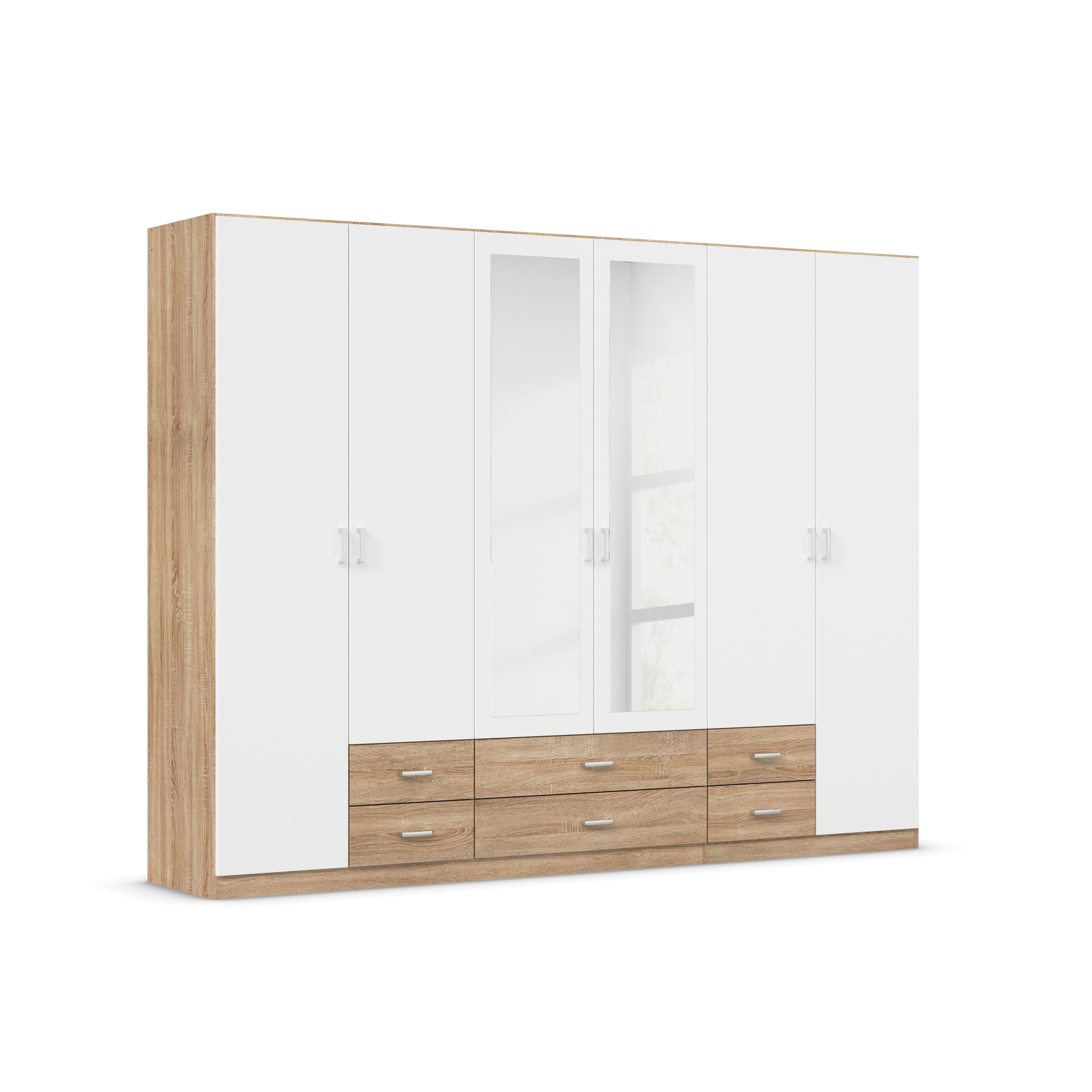rauch Kleiderschrank "Schrank Garderobe Ankleide GAMMA Breiten 91/136/181/226/271/315/360 cm" in 3 Ausstattungen BASIC/CLASSIC/PREMIUM (inkl. SOFT-CLOSE-Funktion), verschiedene Griff-Varianten, mit Spiegel TOPSELLER MADE IN GERMANY