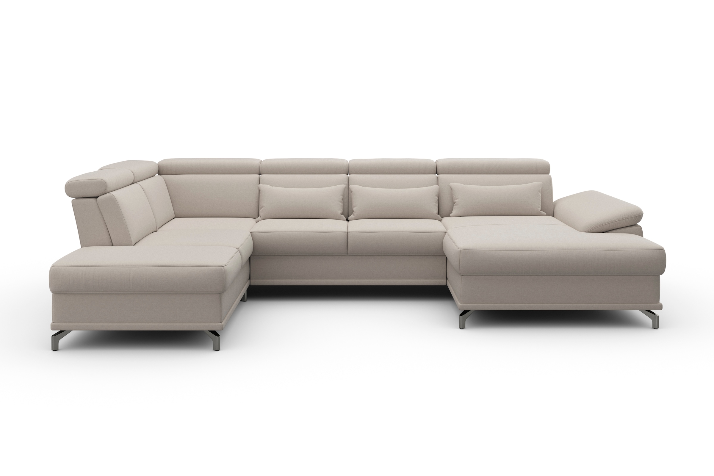 sit&more Wohnlandschaft »Cabrio U-Form, mit Sitztiefenverstellung, Arm- und Kopfteilverstellung«, 3 Nierenkissen, Federkern, optional Bettfunktion und Stauraum