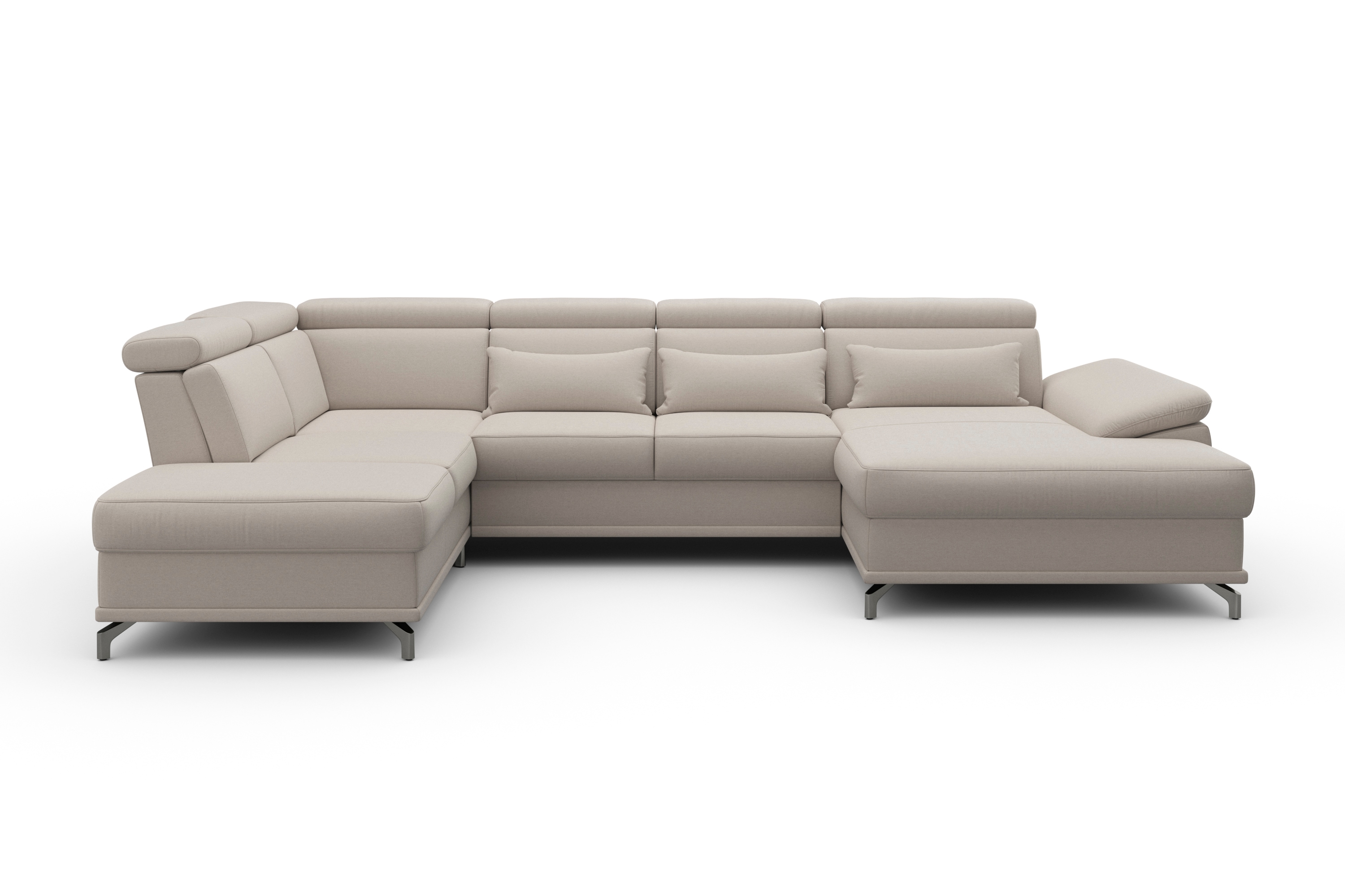 sit&more Wohnlandschaft "Cabrio U-Form, B: 359 cm, mit Sitztiefen-, Arm- & Kopfteilverstellung" 3 Nierenkissen, Federkern, mit Schlaffunktion und Stauraum