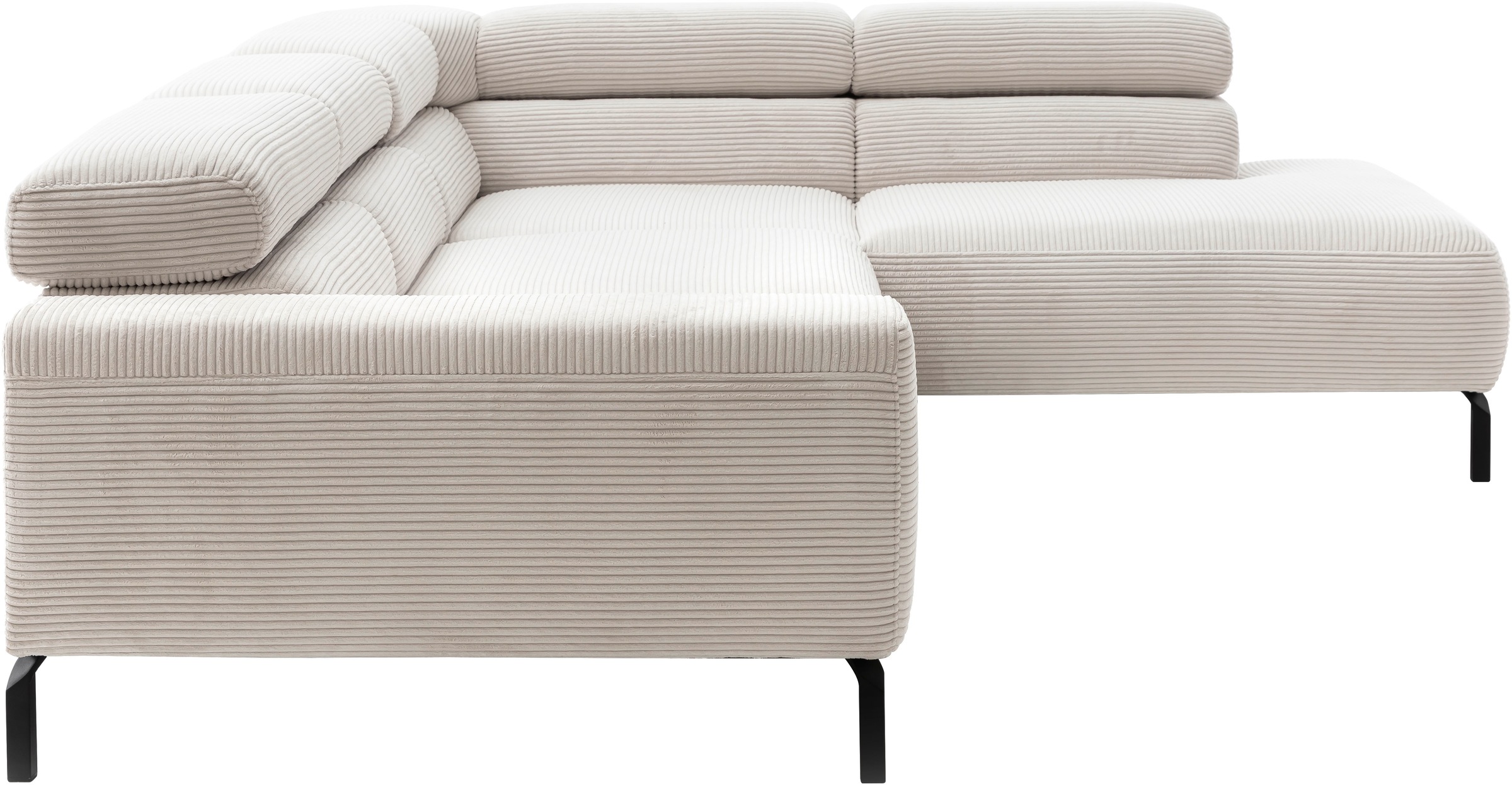 Places of Style Ecksofa »Antonelli, L-Form, inkl. Kopfteilverstellung, Breite 276 cm«, ohne Sitztiefenverstellung, in Cord, weiß