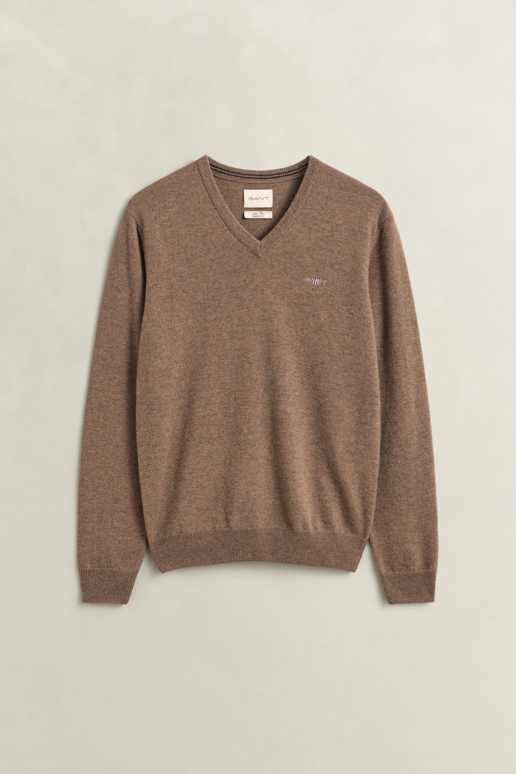 Gant V-Ausschnitt-Pullover "SUPERFINE LAMBSWOOL V-NECK" regular fit, gerippte Abschlüsse