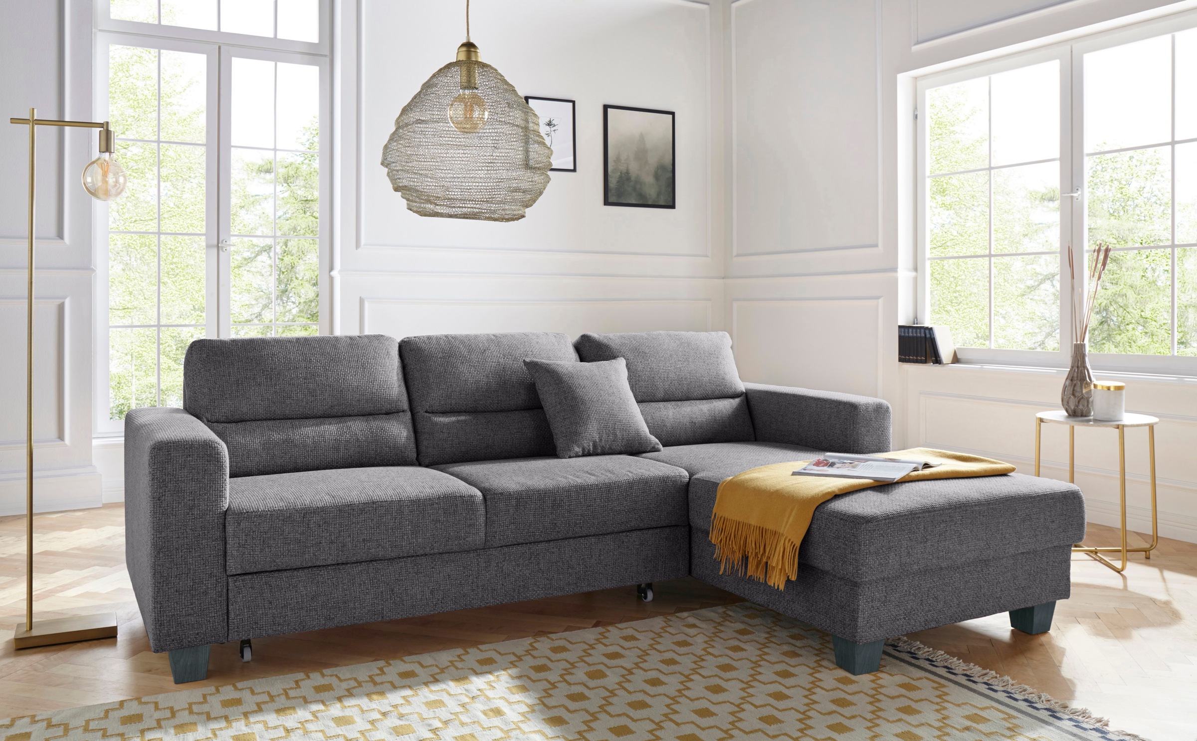 TRENDMANUFAKTUR Ecksofa »Chamber, zeitlos und modern, hoher Sitzkomfort, L-Form«, wahlweise mit Schlaffunktion
