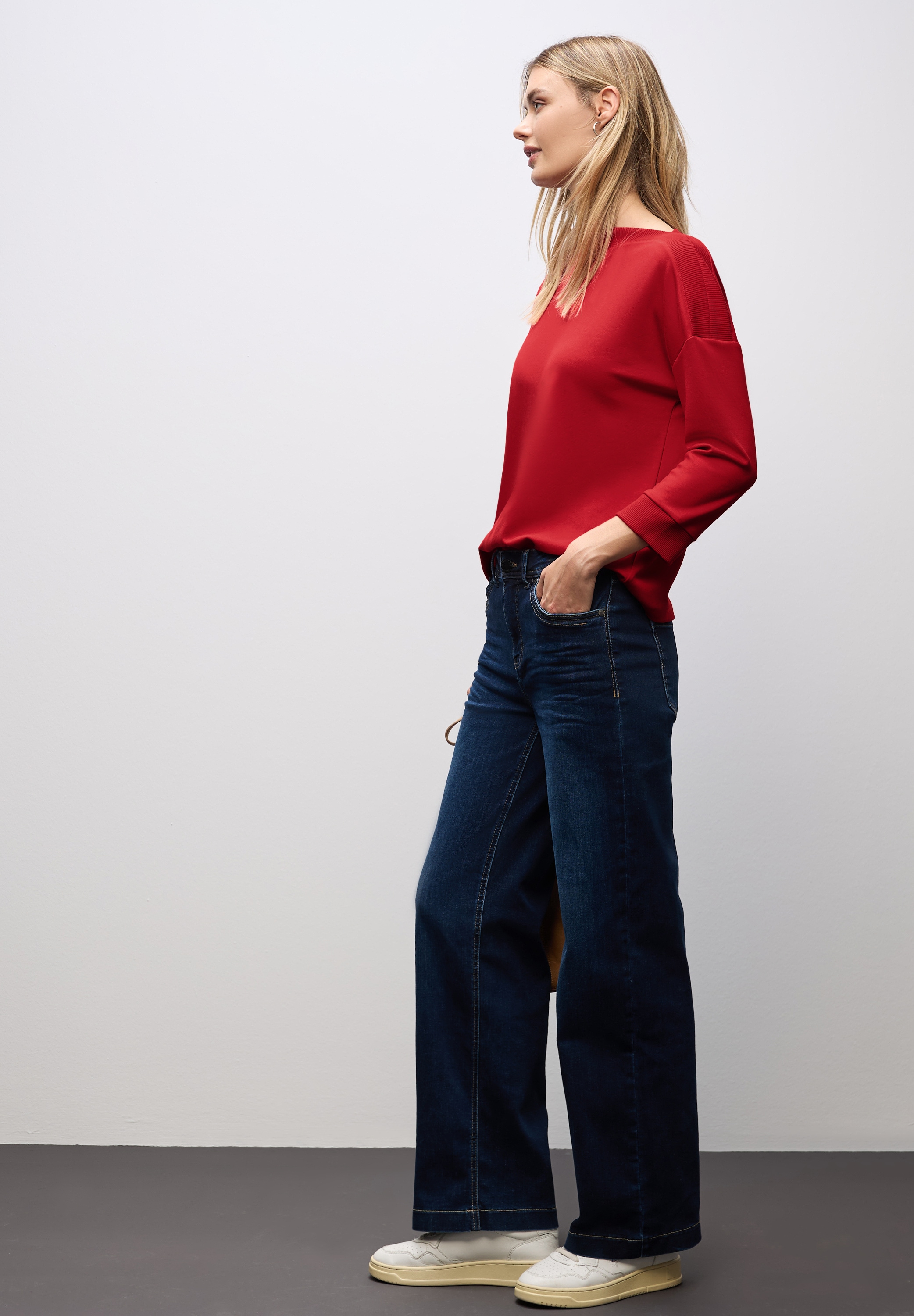 STREET ONE 3/4-Arm-Shirt, Strick-Shirt mit U-Boot-Ausschnitt