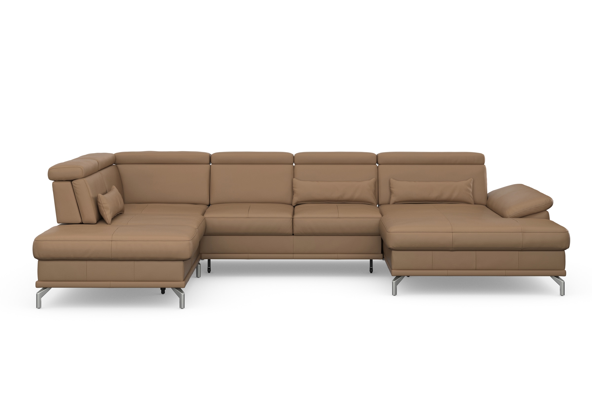 sit&more Wohnlandschaft »Cabrio U-Form, mit Sitztiefenverstellung, Arm- und Kopfteilverstellung«, 3 Nierenkissen, Federkern, optional Bettfunktion und Stauraum