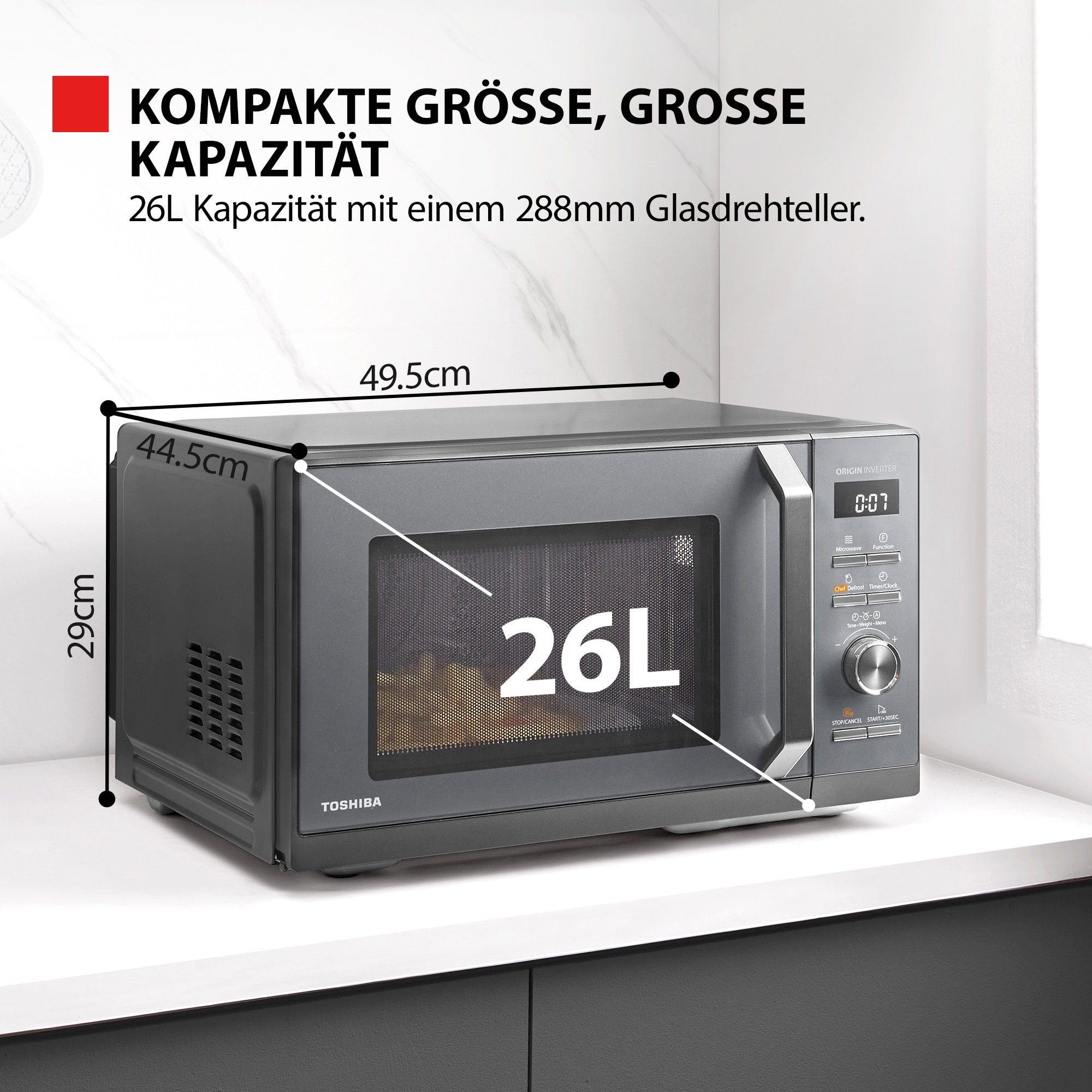 Toshiba Mikrowelle »MW3-AC26SFI(MG)«, Mikrowelle-Grill-Heißluft, 4-in-1 Kombi Mikrowelle mit Grill