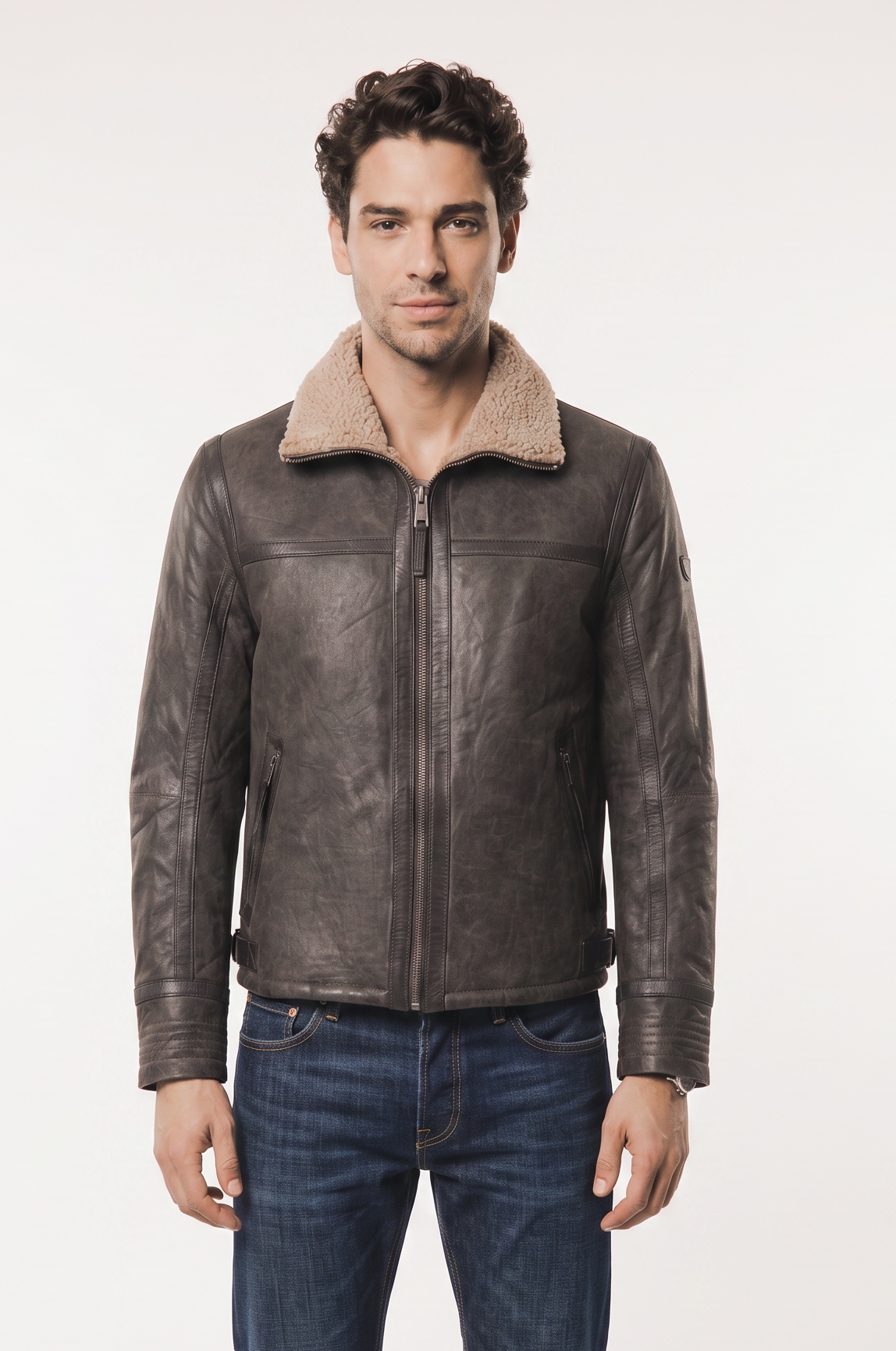 Mauritius Lederjacke "MMArcticon" mit Umlegekragen, Regular Fit