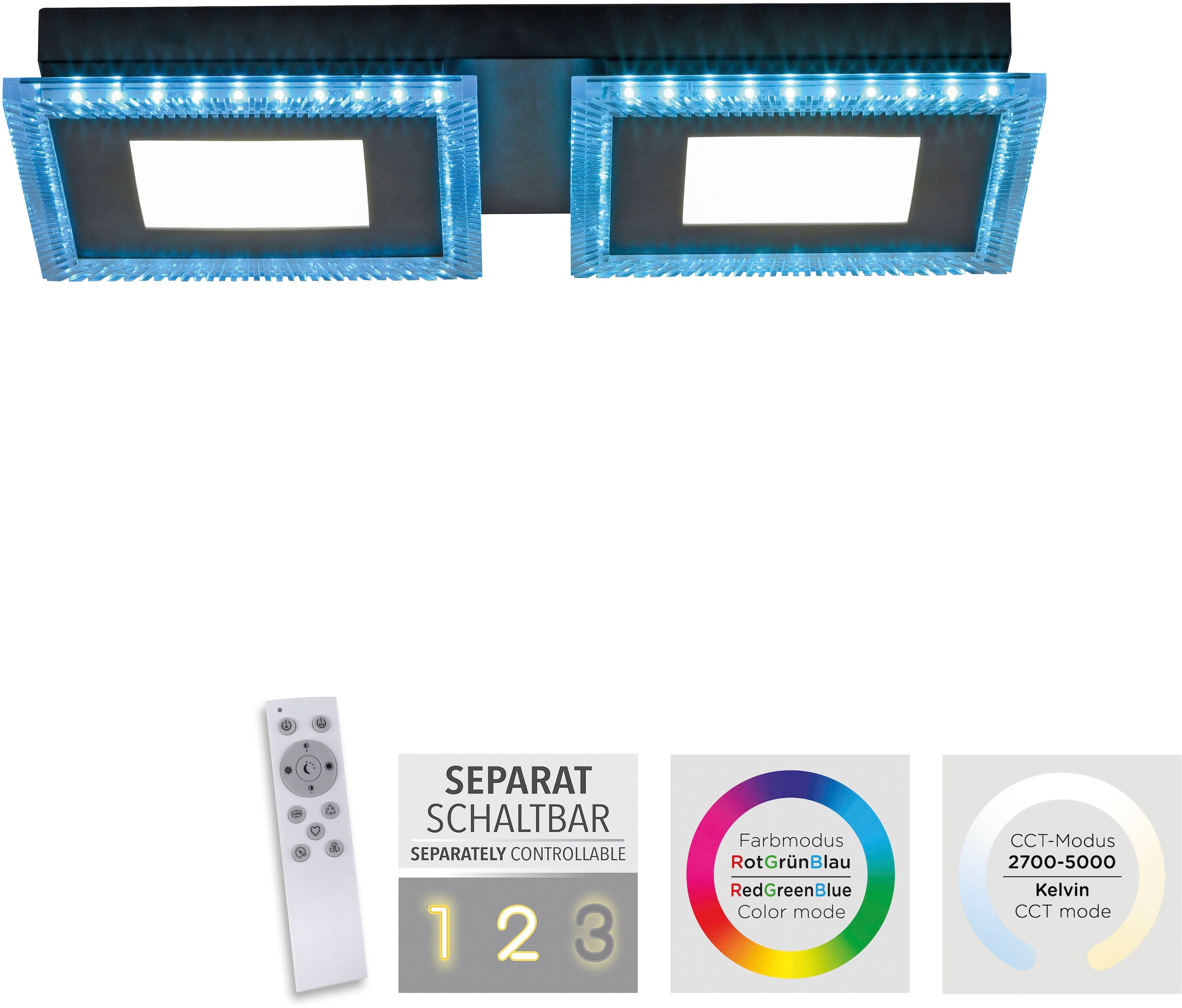 JUST LIGHT LED Deckenleuchte »ACRI«, 2 flammig, Leuchtmittel LED-Board-LED-Board | LED fest integriert-LED fest integriert