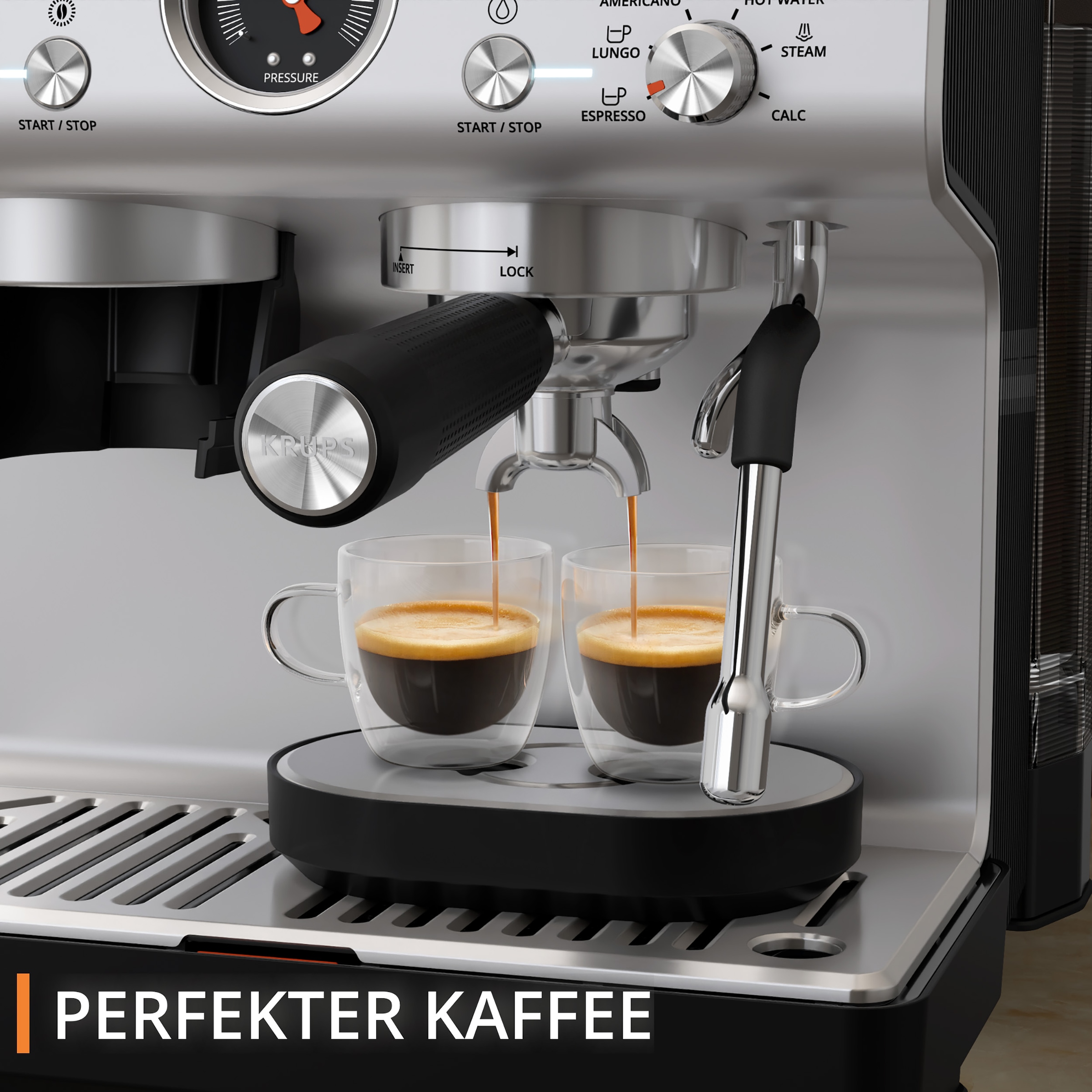 Krups Espressomaschine »XP801T Precision, Siebträger«, mit Mahlwerk, intuitive Bedienfläche, Pre-Infusion-Einstellungen