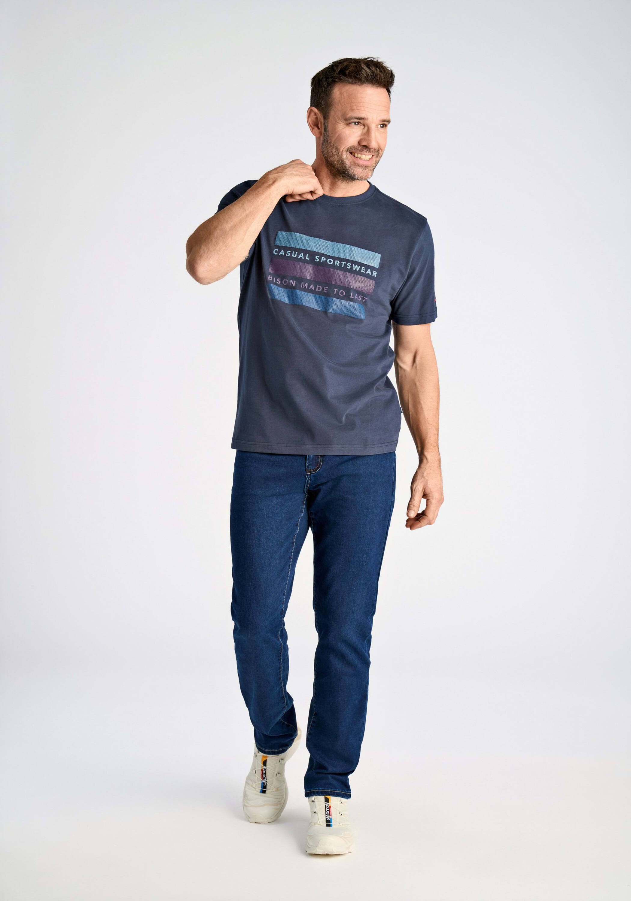 Bison Comfort Fit T-Shirt Navy Gr. L 3