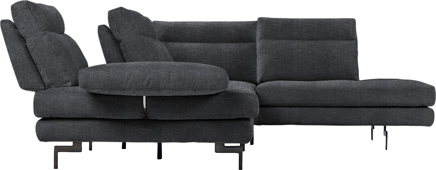 CALIA ITALIA Ecksofa »Toby Wing, L-Form, Designsofa mit sensationellem Sitzkomfort«, Sitztiefenverstellung, funktionale Ecke, Füße in schwarz matt
