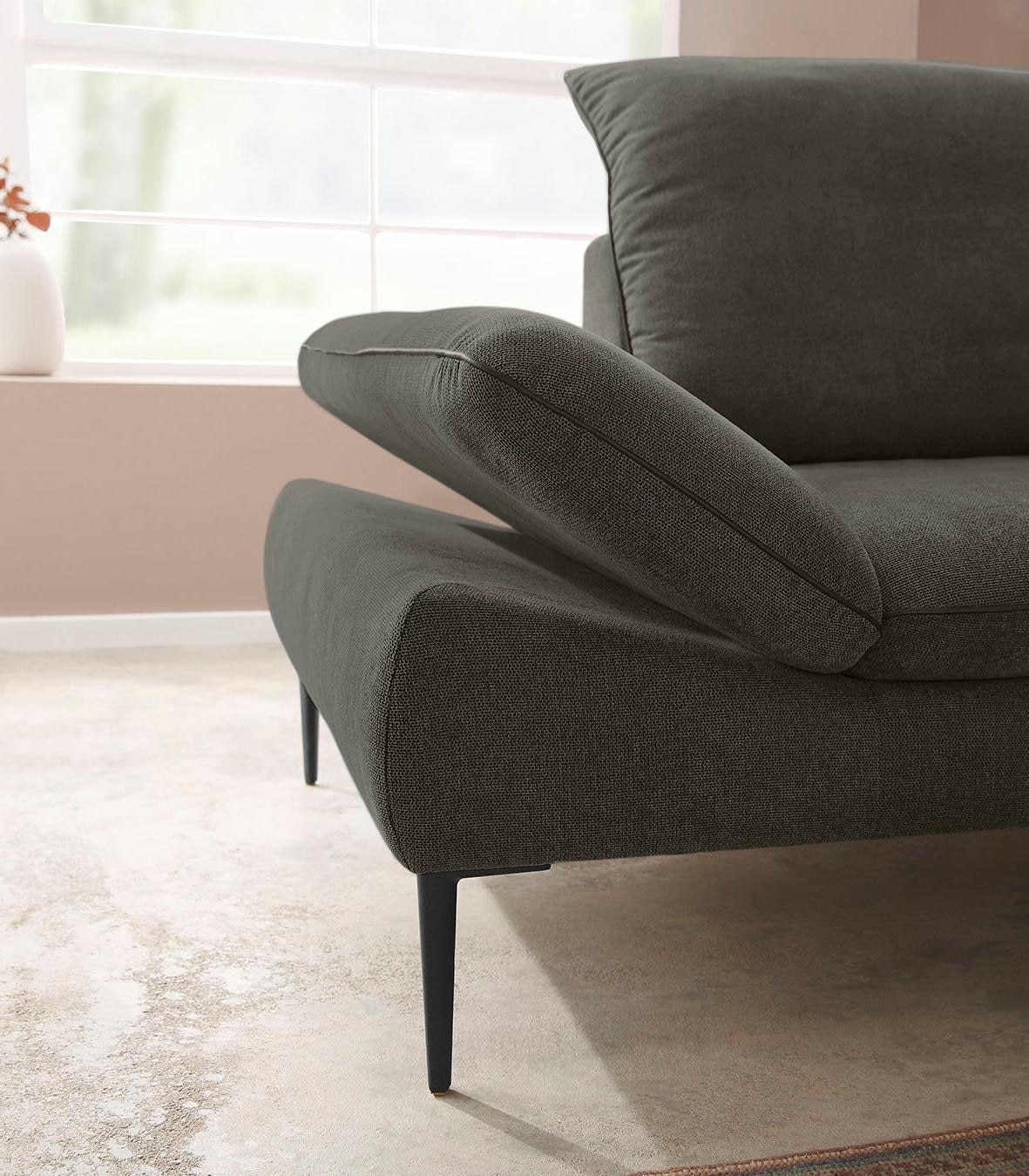 W.SCHILLIG Ecksofa »enjoy&MORE, Designsofa, elegant und bequem, L-Form«, Sitztiefenverstellung, Füße schwarz pulverbeschichtet, Breite 294 cm