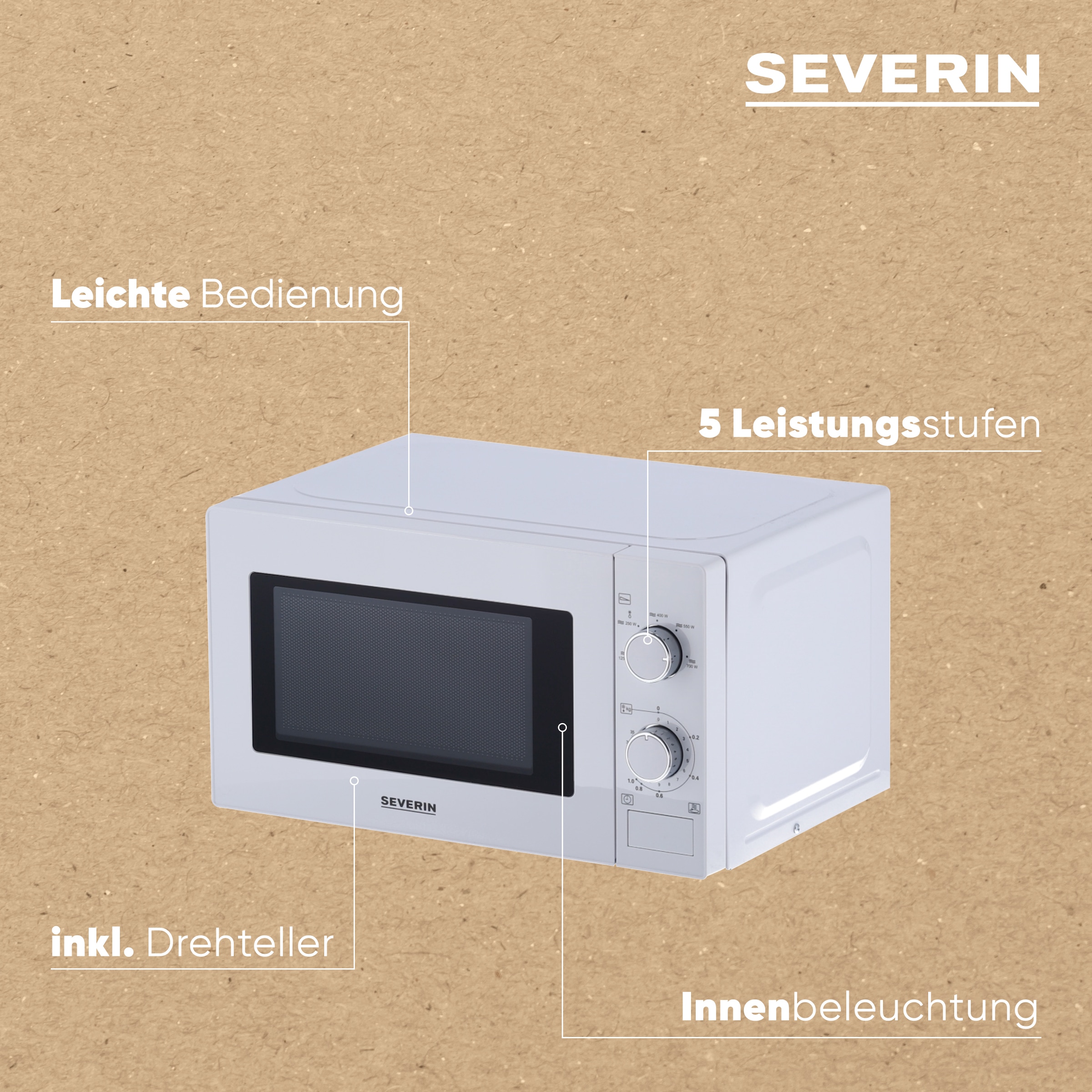 Severin Mikrowelle »MW 7770« Mikrowelle 700 W 5 verschiedene Leistungsstufen inkl. Auftauprogramm