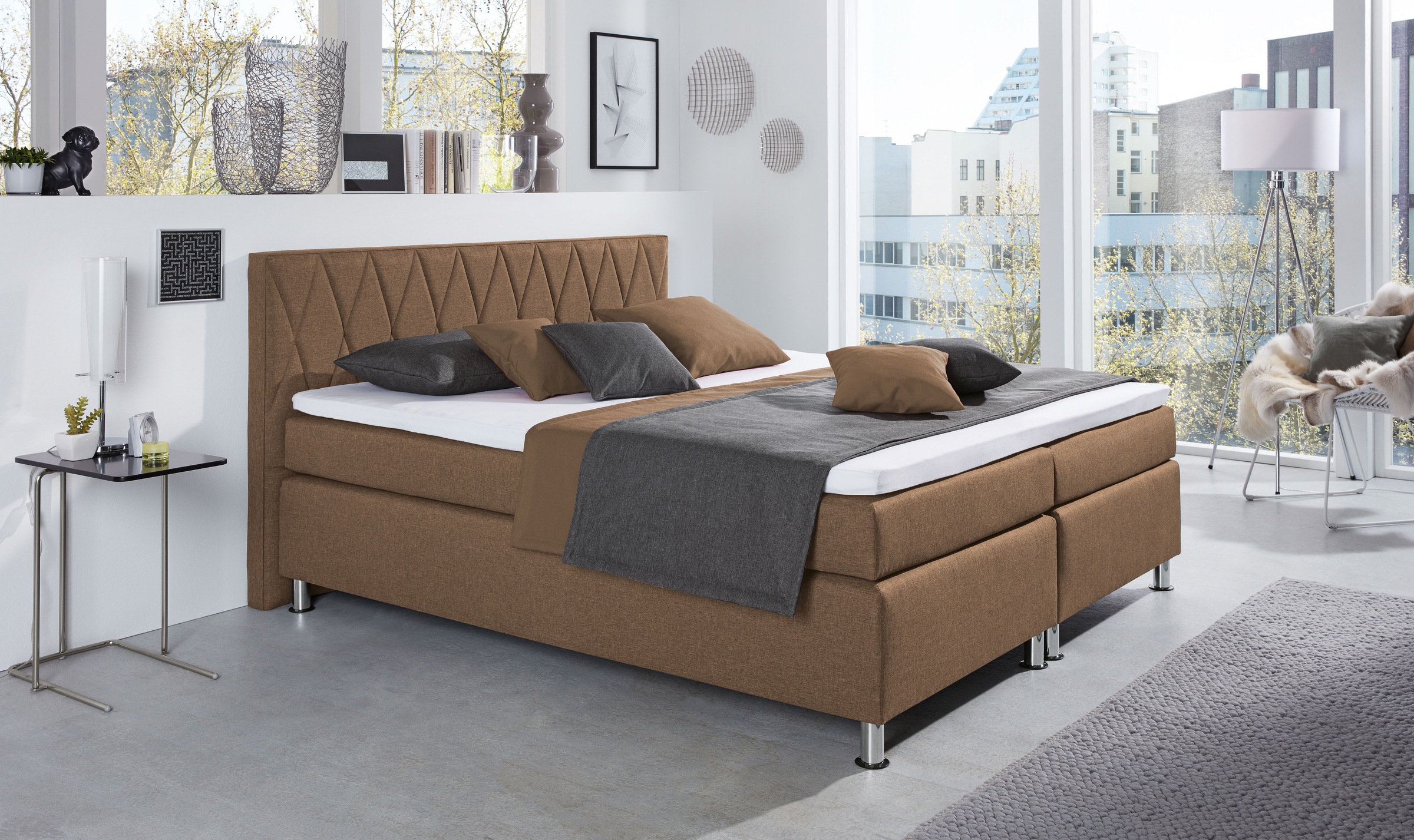 hapo Boxspringbett "ATLANTA" Topper separat erhältlich, erhältlich in verschiedenen Breiten, Farben & Maratzenarten