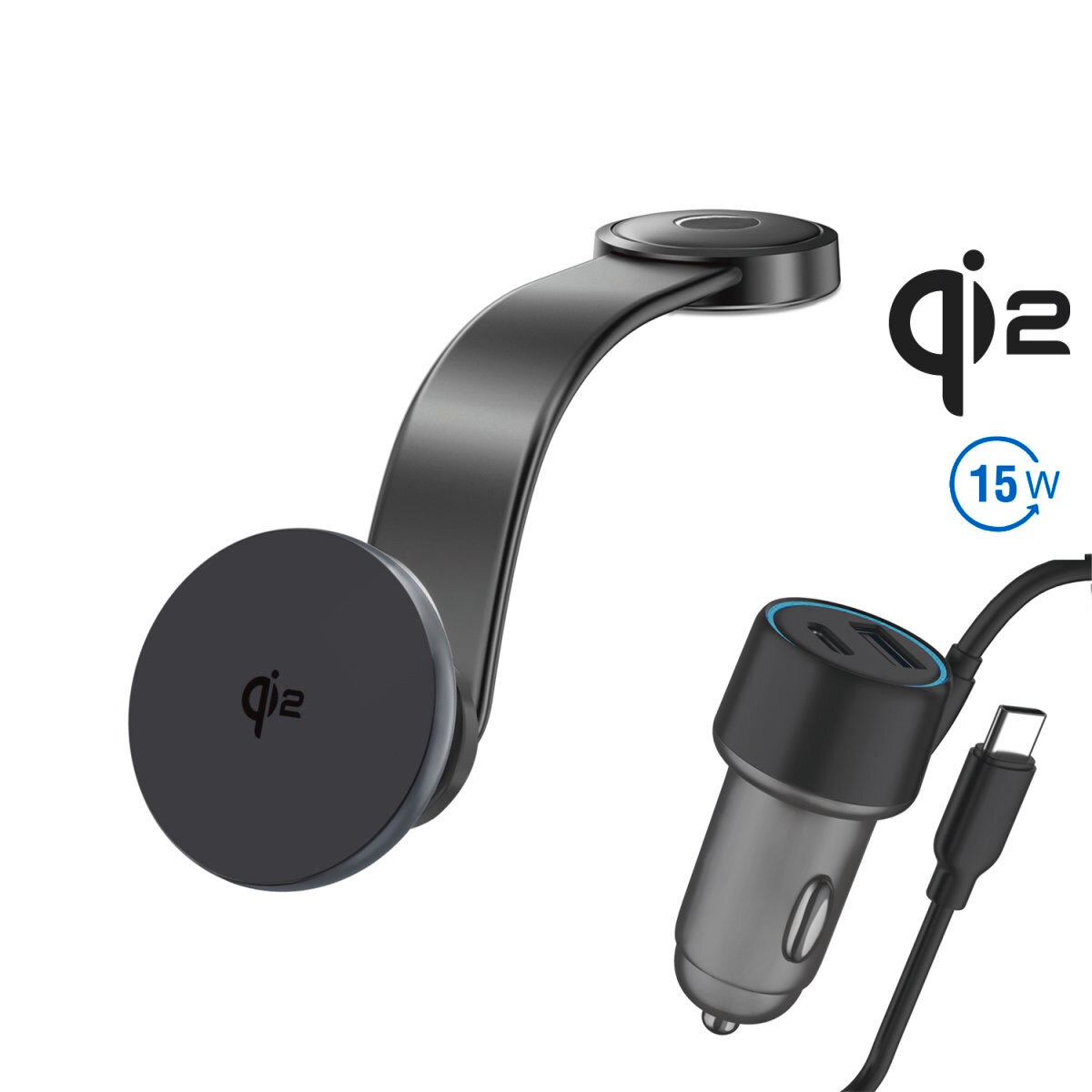 4smarts Wireless Charger »Qi2 Kfz Ladeset«, UltiMag-Ring, geeignet für Apple iPhone mit MagSafe