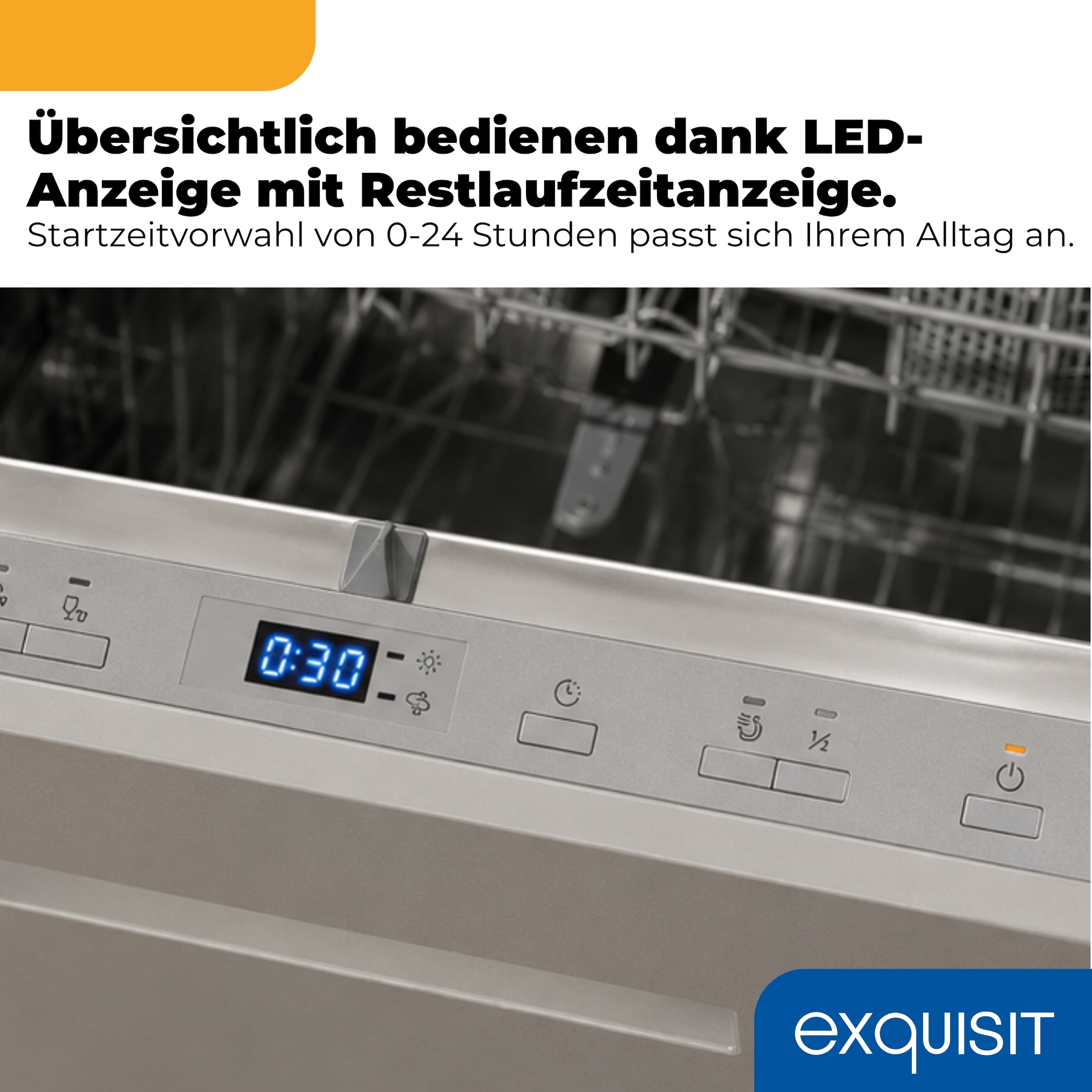 exquisit vollintegrierbarer Geschirrspüler 2113 »EGSP2113-ES-030E silber« 11 l 13 tlg. Maßgedecke Großes Fassungsvermögen, komfortabel im Alltag