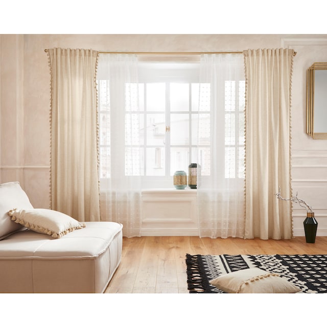 Guido Maria Kretschmer Home&Living Gardine »Belle«, (1 St.), transparent,  Scherliqualität mit Fransenoberfläche auf Rechnung | BAUR