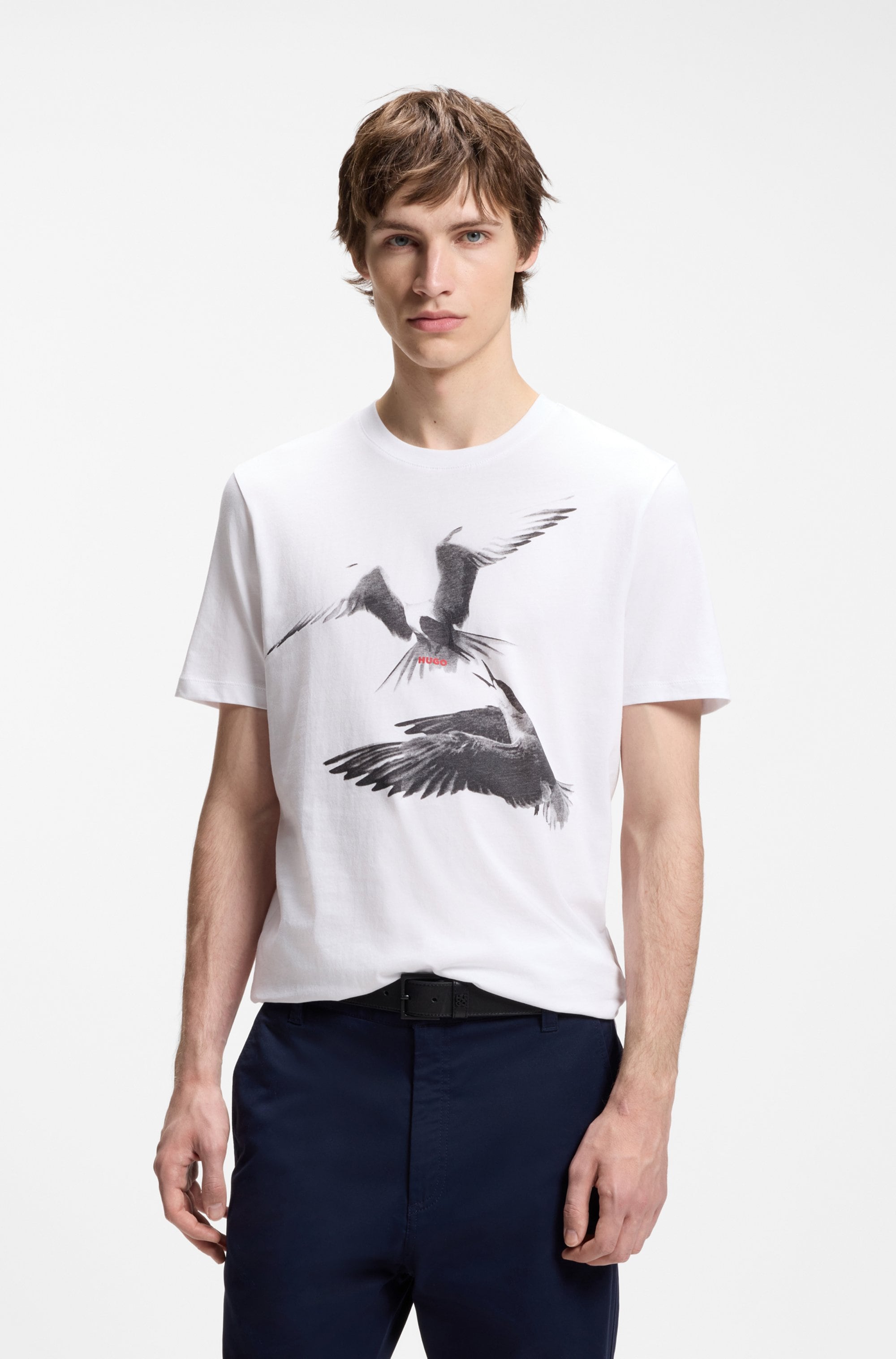 HUGO T-Shirt "Dirunn" Reine Baumwolle, Rundhalsausschnitt, Regular Fit