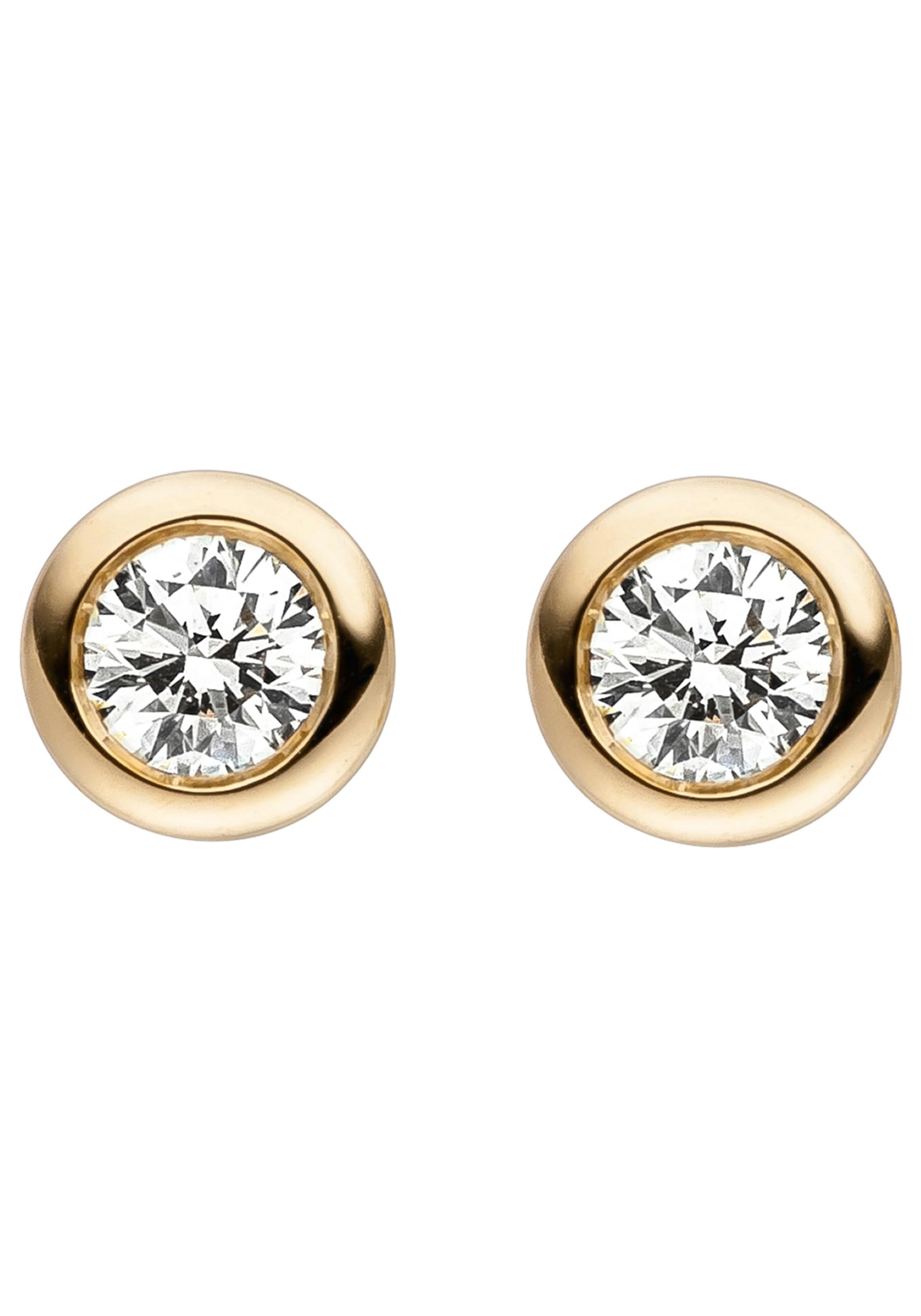 JOBO Paar Ohrstecker »Ohrringe Diamantohrringe Solitär 5 mm« 585 Gold mit 2 Diamanten 0,24 ct.