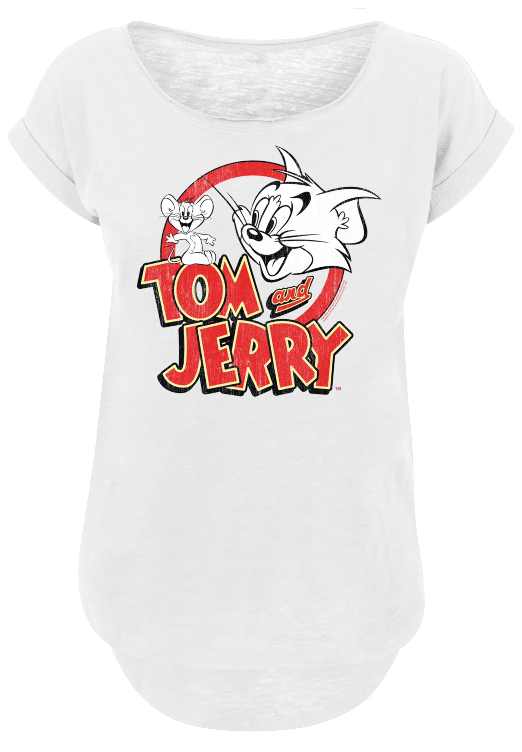 F4NT4STIC T-Shirt »Tom and Jerry TV Serie Distressed«, Damen,Premium Merch,Lang,Longshirt,Bedruckt