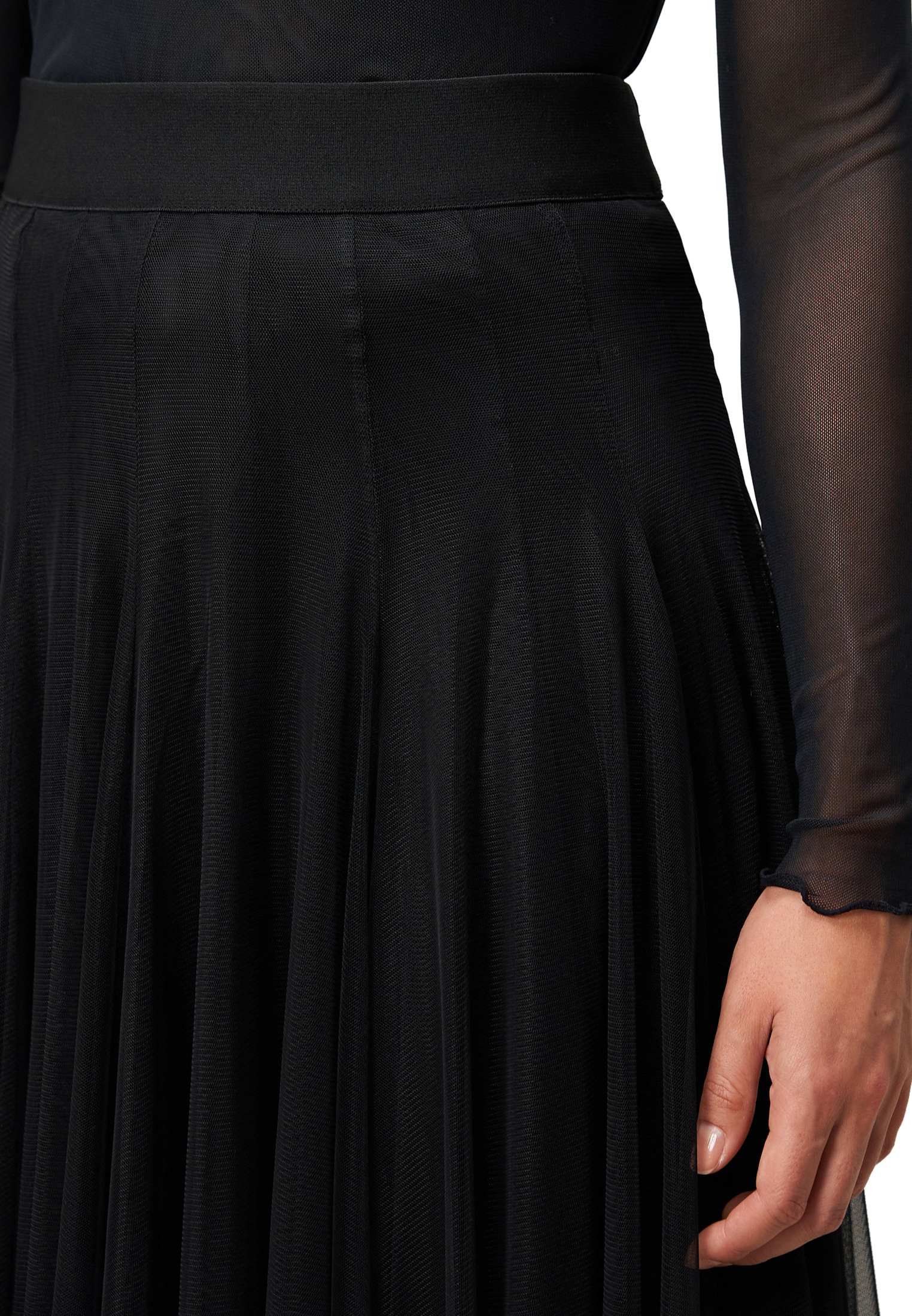 Zero Midirock »Damen Meshrock mit Gummibund« Falten