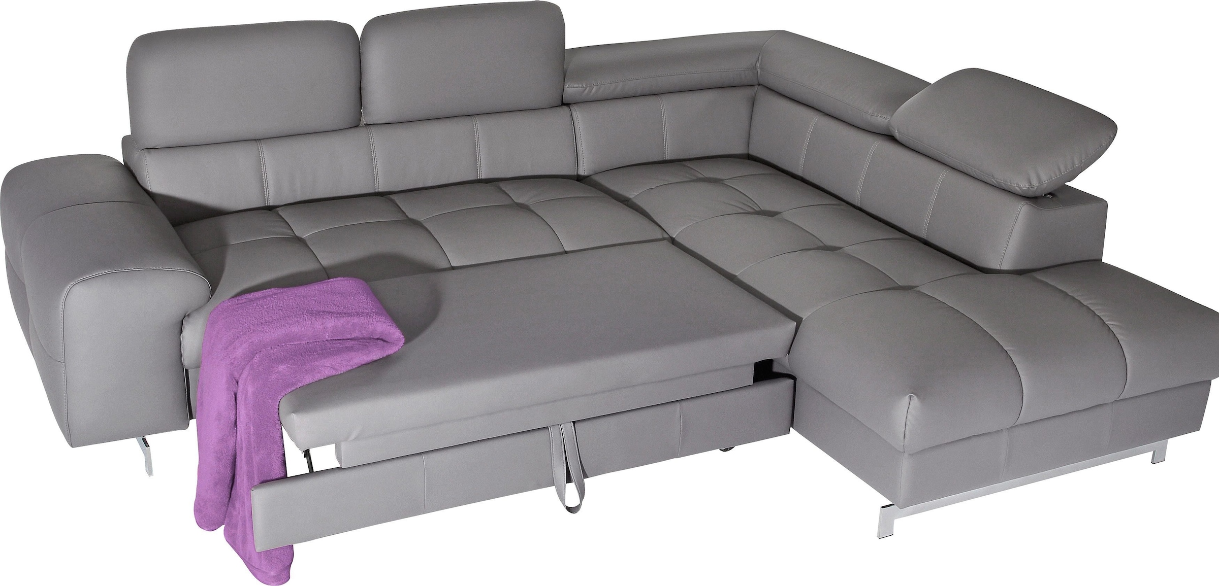 COTTA Polstergarnitur »Chef L-Form«, (Set), Set bestehend aus: Ecksofa mit Kopfteilverstellung & Hocker