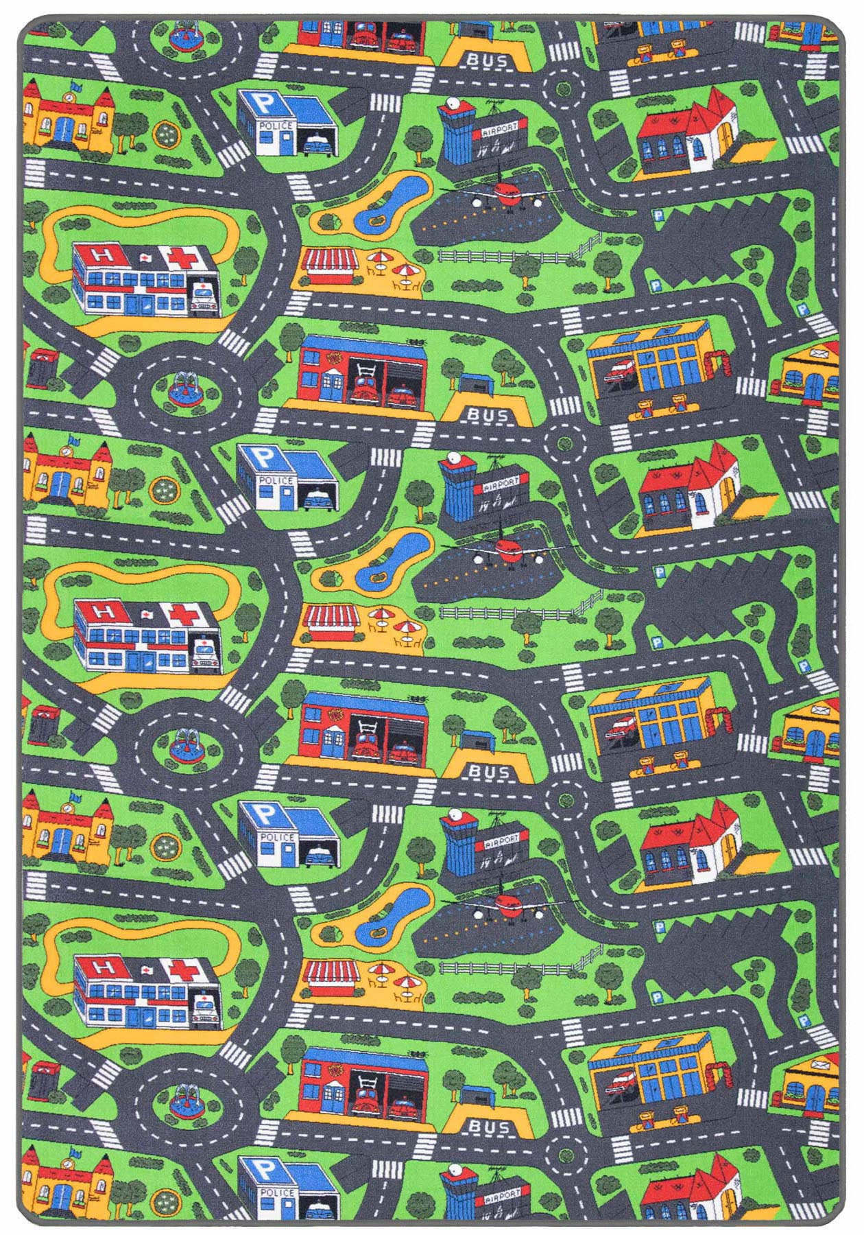 Primaflor-Ideen in Textil Kinderteppich "CITY", rechteckig, 5 mm Höhe, Straßen-Spiel-Teppich, Straßenbreite ca. 9 cm, Ki