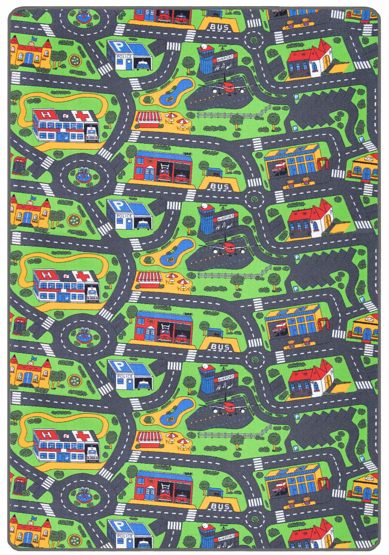 Primaflor-Ideen in Textil Kinderteppich "CITY", rechteckig, Straßen-Spiel-Teppich, Straßenbreite ca. 9 cm, Kinderzimmer