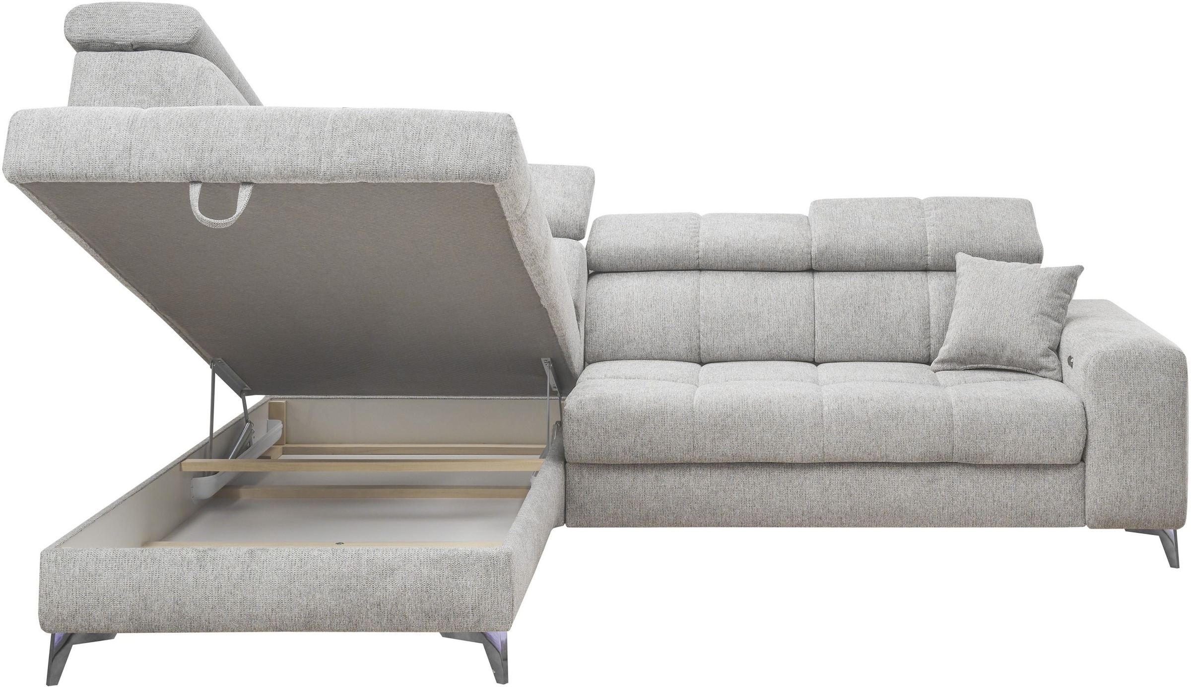ED EXCITING DESIGN Ecksofa »Sydney L-Form«, mit Bettfunktion, Bettkasten, Kopfteilverstellung & 2 Zierkissen