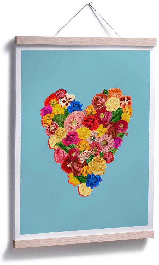 (1 Wall-Art Poster bestellen BAUR »Blumen Herz, Herz«, | St.)