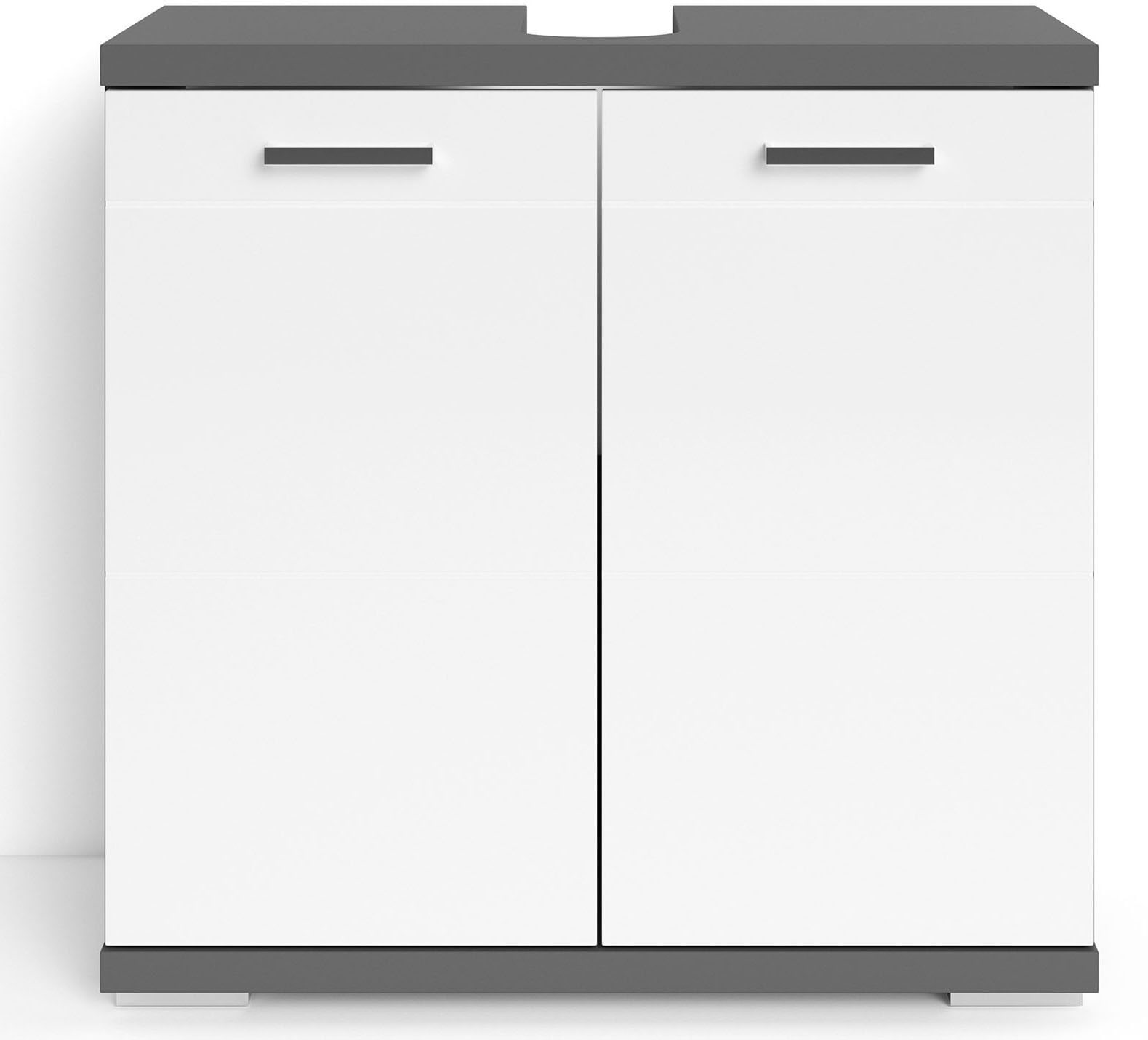 byLIVING Waschbeckenunterschrank »Nebraska«, Breite 60 cm, mit Hochglanzlackierung und verchromten Metallgriffen