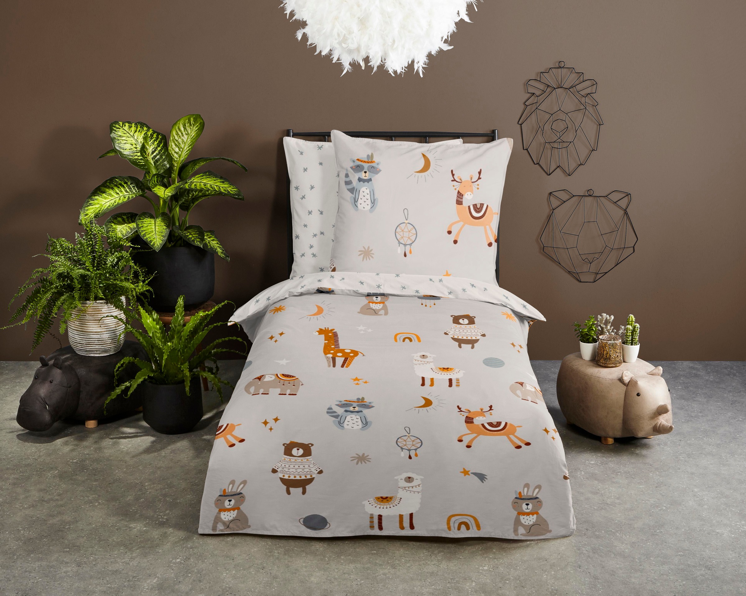 good morning Kinderbettwäsche "Woody" 2 Stk. tlg. Baumwolle, 135x200, Reißv günstig online kaufen