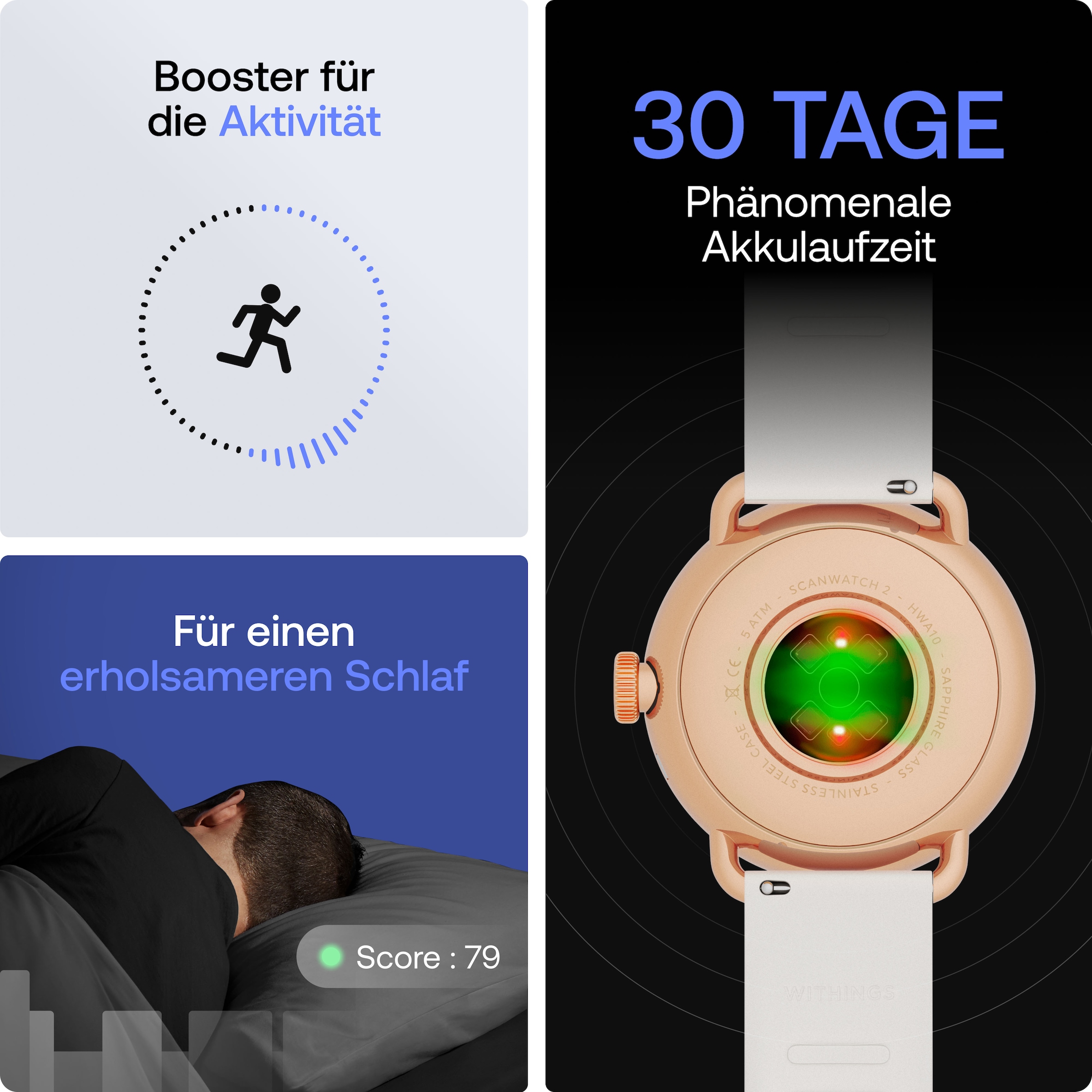 Withings Smartwatch »ScanWatch 2 38mm«, HealthSense OS,)