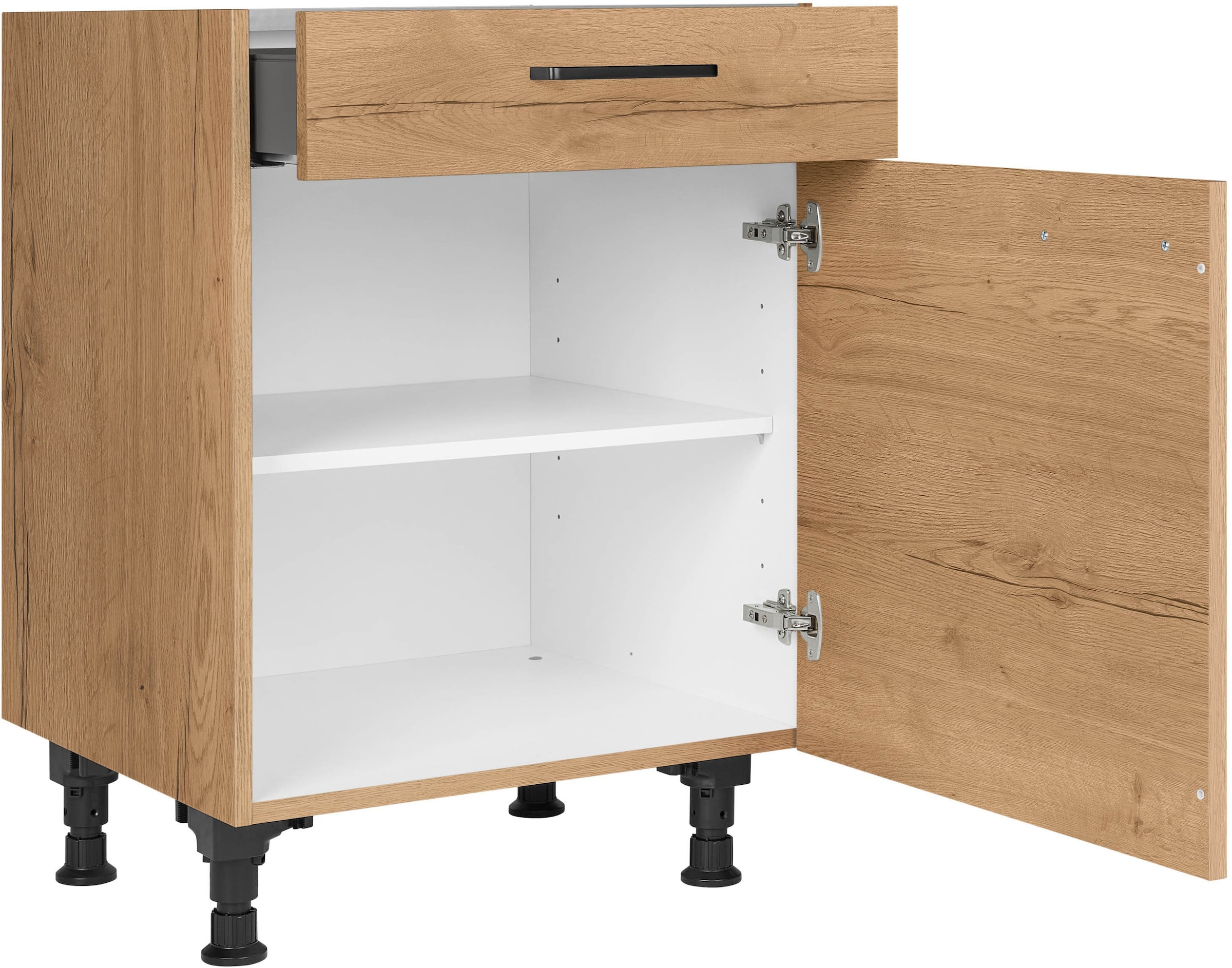 nobilia® Unterschrank »"Structura", Ausrichtung wählbar, vormont., in den Breiten 30, 45 und«, 60 cm Breite, mit höhenverstellbaren Sockelfüßen, vormontiert