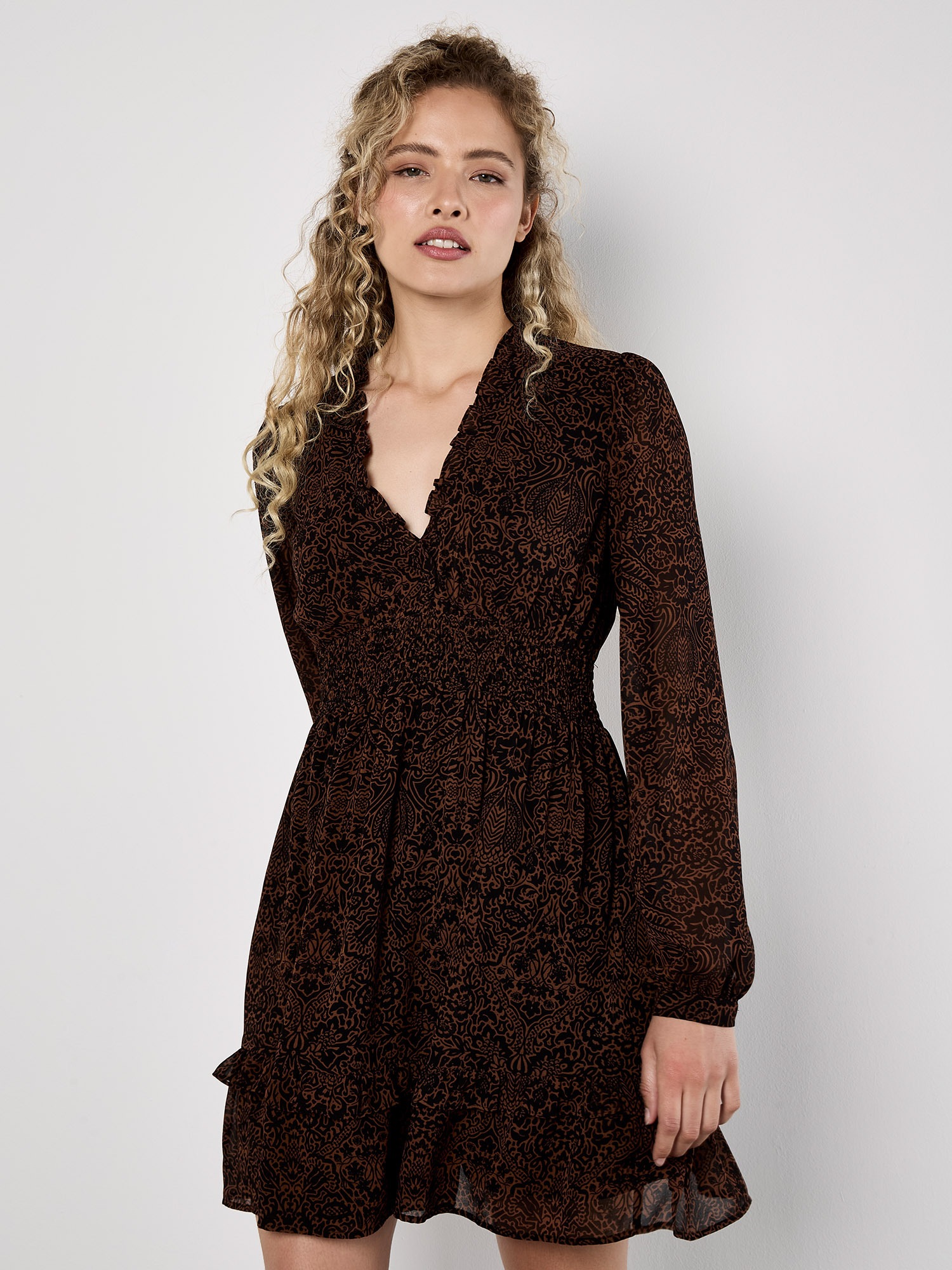 Apricot Minikleid "Chiffonkleid" mit Paisleymuster