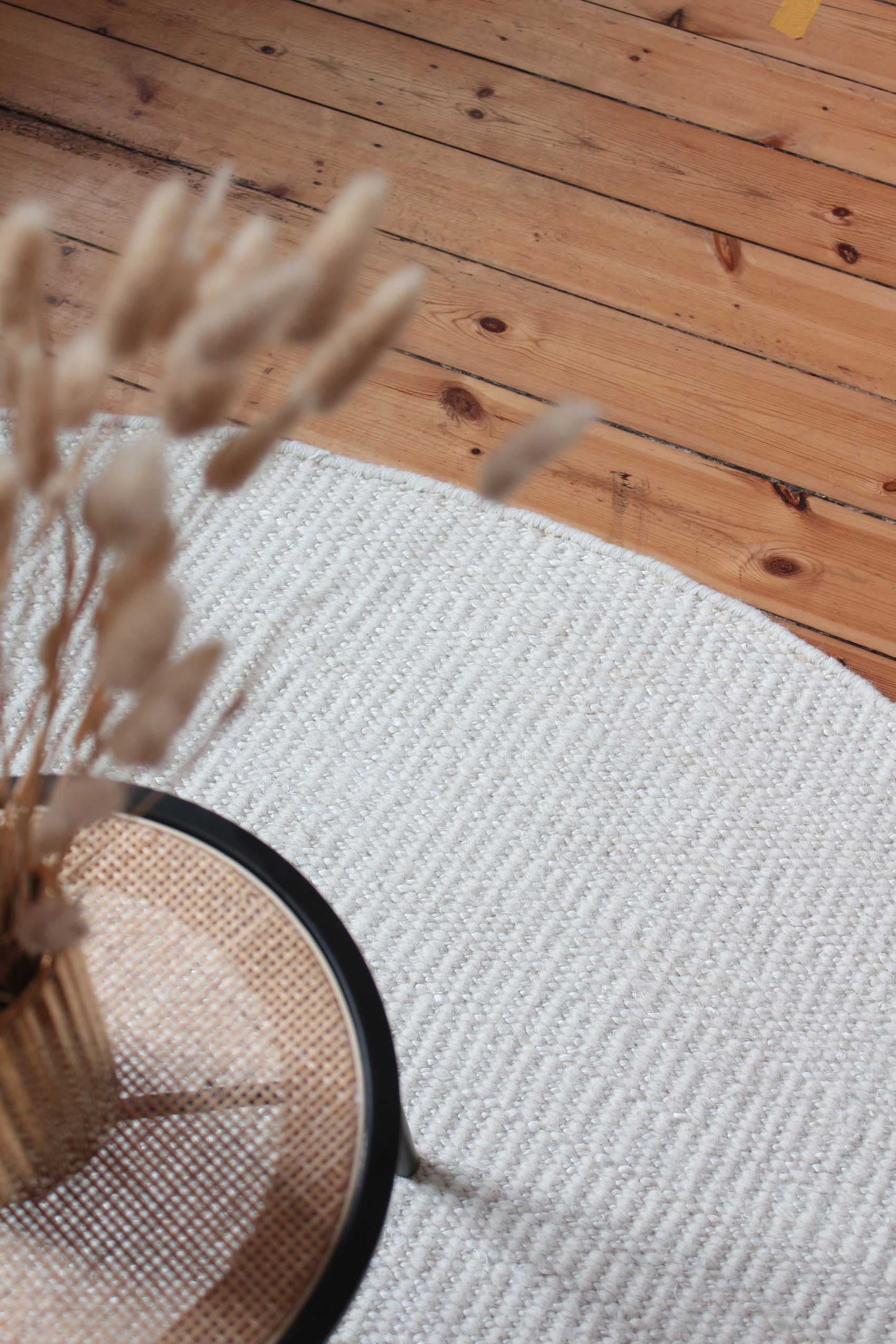 Green Looop Teppich »Toulouse« rund 10 mm Höhe Wollteppich, kurzflor, handgewebt, Wohnzimmer, natürlich