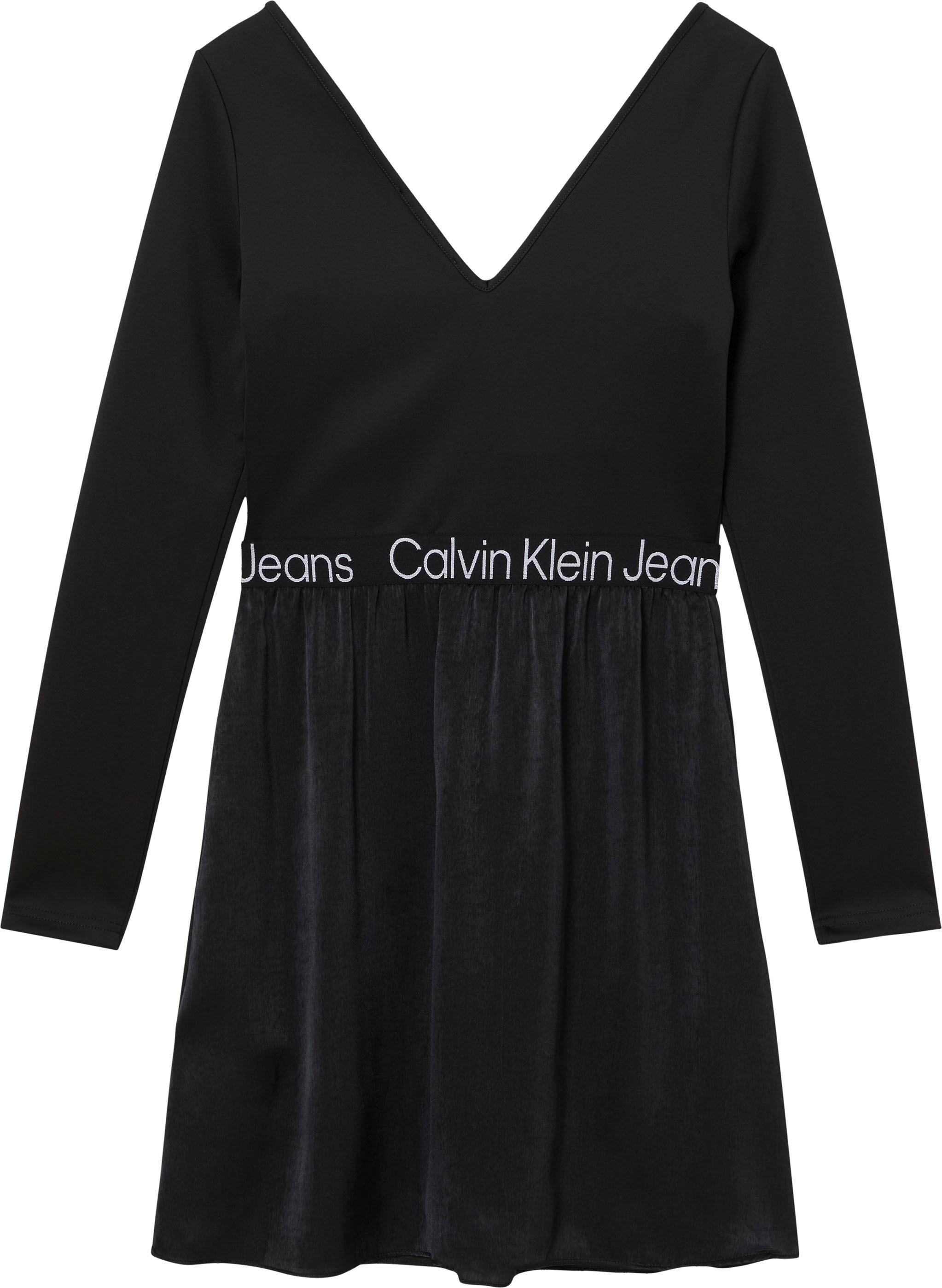 Black Friday Calvin Klein Jeans Klein Calvin | Elastikbund BAUR ELASTIC Jeans Skaterkleid LOGO V-NECK Plus DRESS«, »PLUS mit