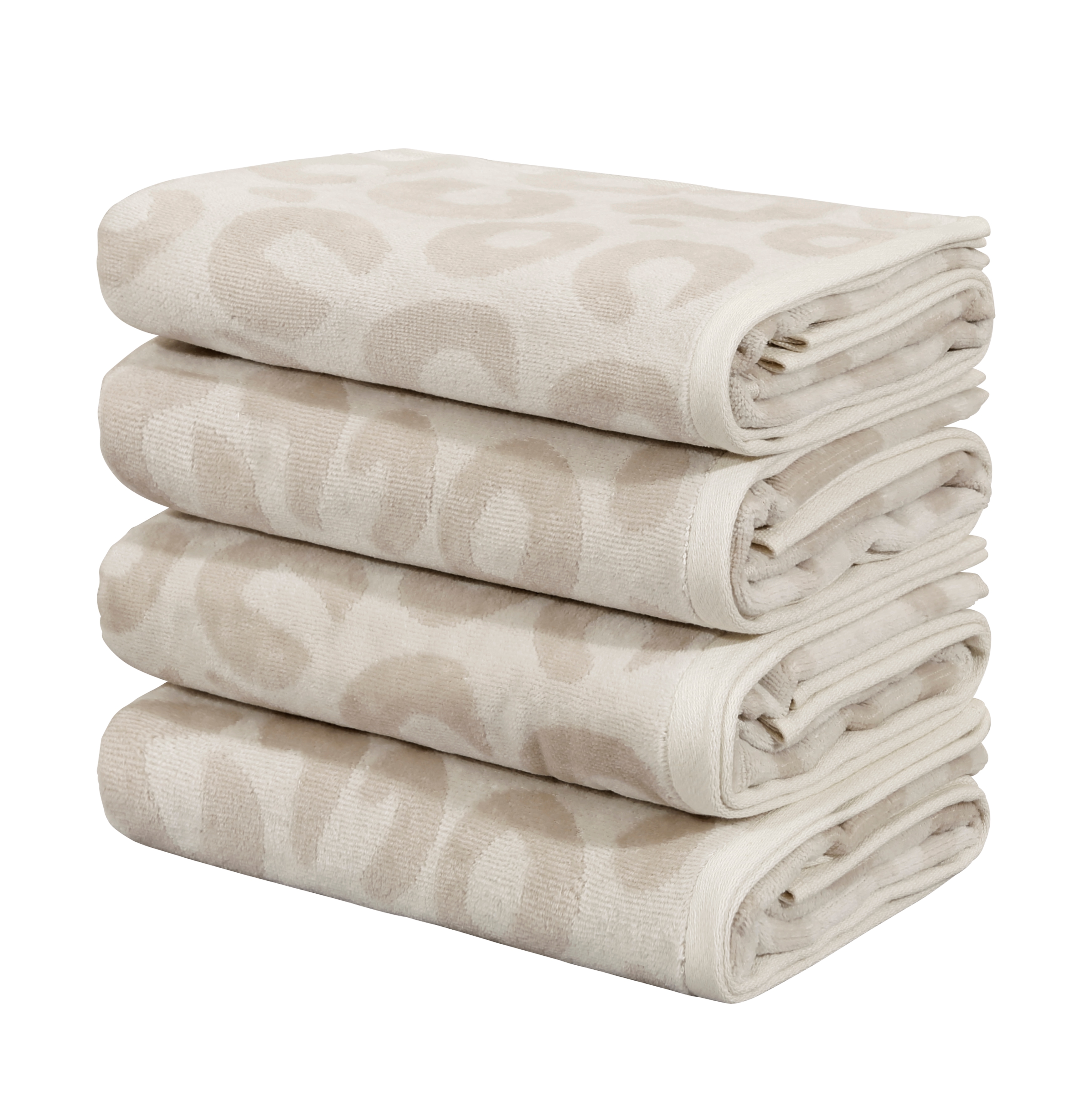 OTTO home Handtuch Set "Anna Leopardenmuster, 4-tlg Handtuch-Set, 50x100cm, 100% Baumwolle" Handtücher, weich, saugstark, modern, Leo, Animal Print
