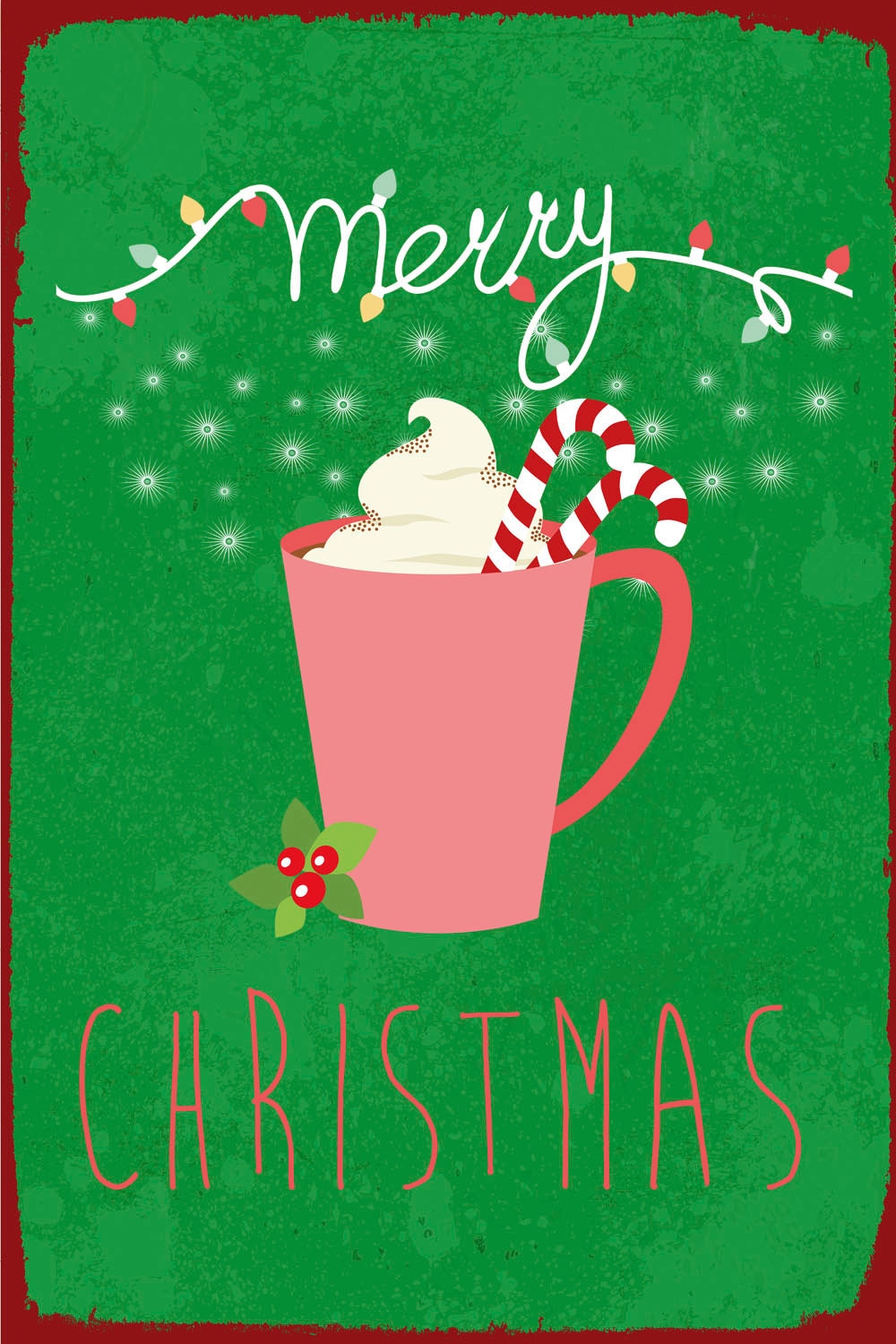 queence Metallbild »Christmas Cup«, Schriftzüge-Schriftzug-Weihnachten-Getränke, (1 St.), Stahlschilder