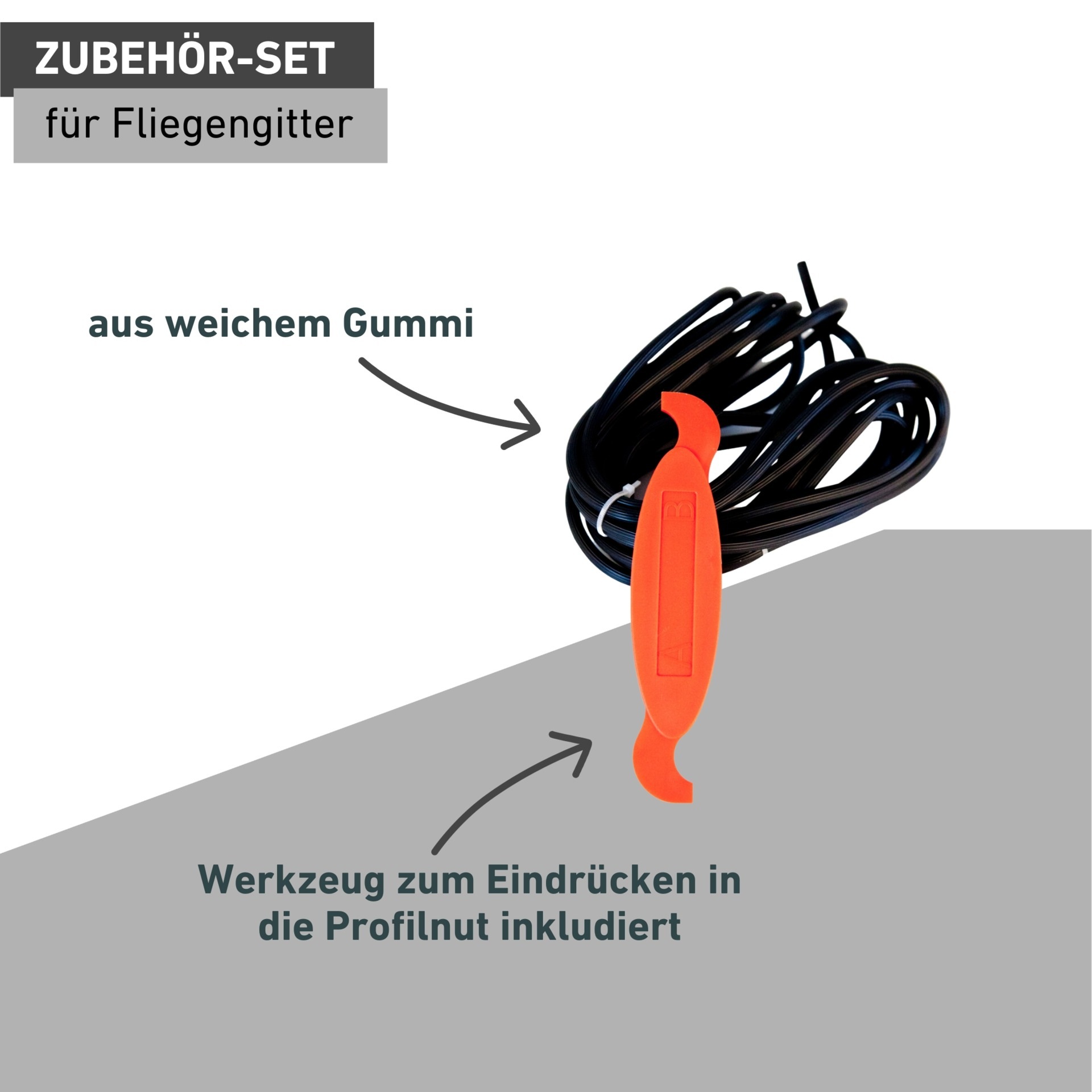 Windhager Fliegengitter-Gewebe »Keder zur Befestigung des Insektenschutz-Gewebes« 1 Stk. tlg. Fliegengitter Kederwerkzeug inkl. Gummischnur 5 m, anthrazit