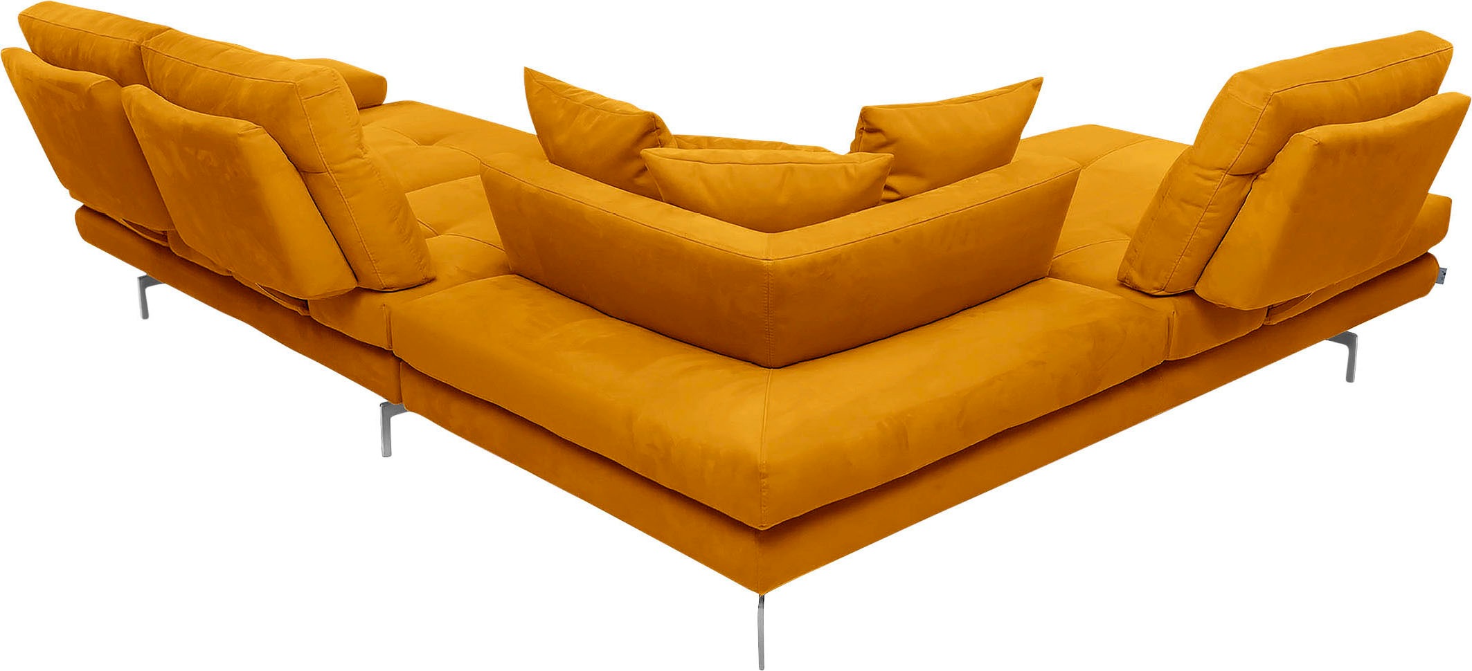 CALIA ITALIA Ecksofa »Toby Wing, L-Form, Designsofa mit sensationellem Sitzkomfort«, Sitztiefenverstell.,wahlw. mit Kissen-Set, Füße chrom glänzend
