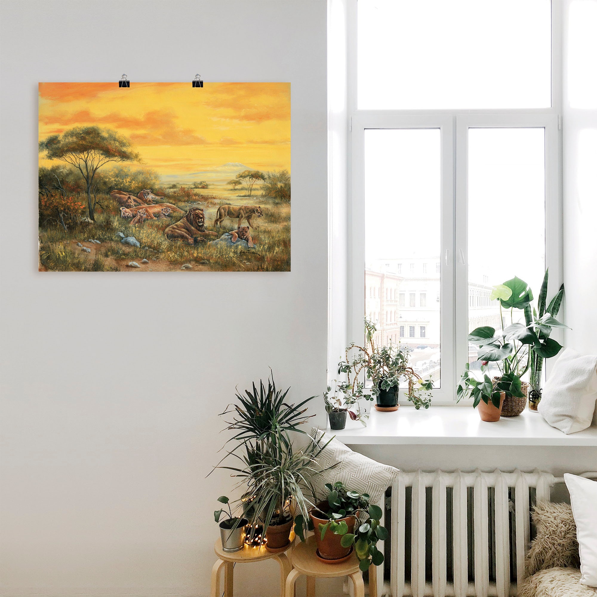 Artland Wandbild »Löwen in der Steppe«, Bilder von Afrika, (1 St.), als Alubild, Leinwandbild, Wandaufkleber oder Poster in versch. Größen