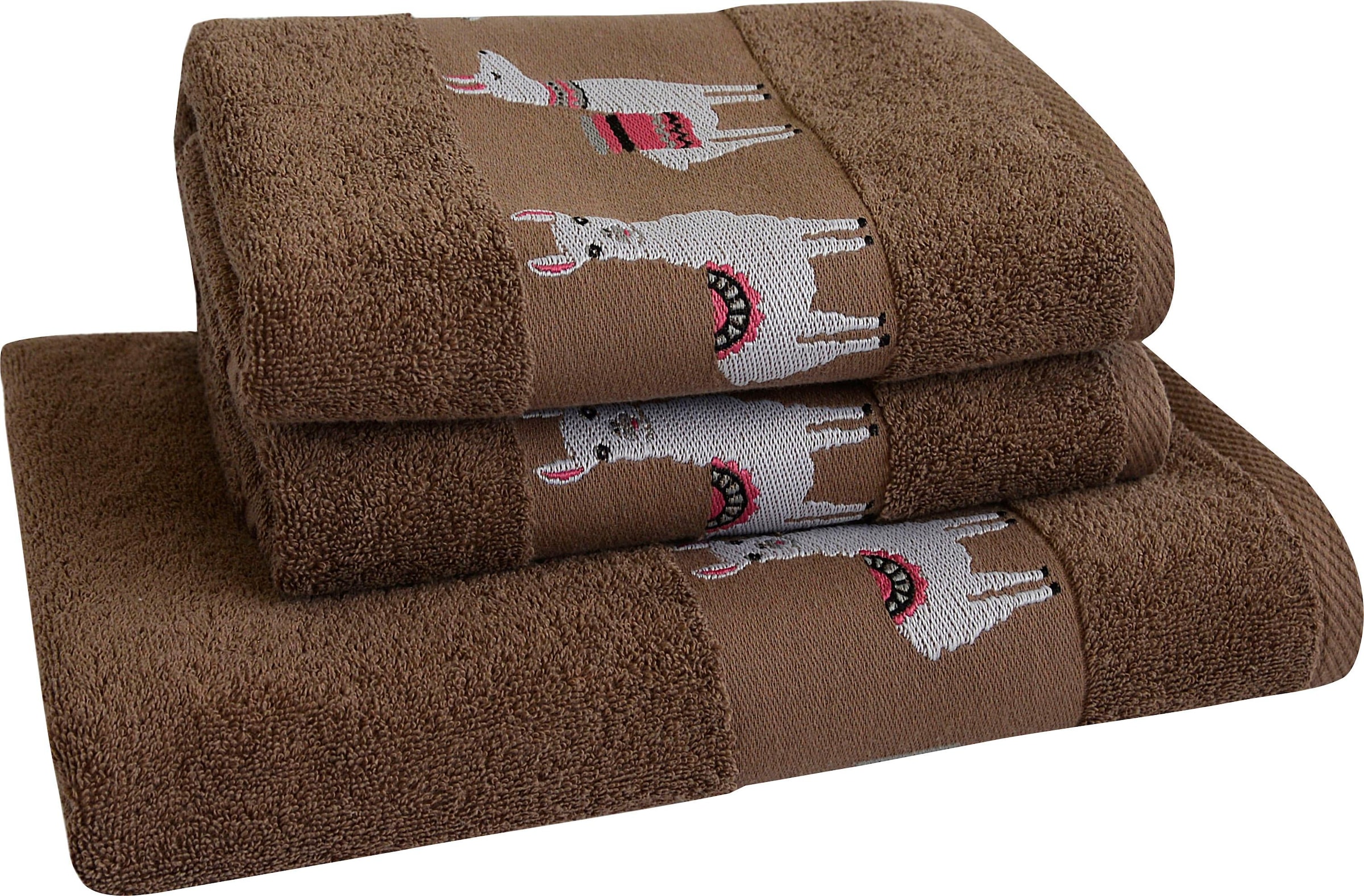 Dyckhoff Handtuch Set "Lama" 3 Stk. Walkfrottier mit Lamabordüre; 2 Handtüc günstig online kaufen