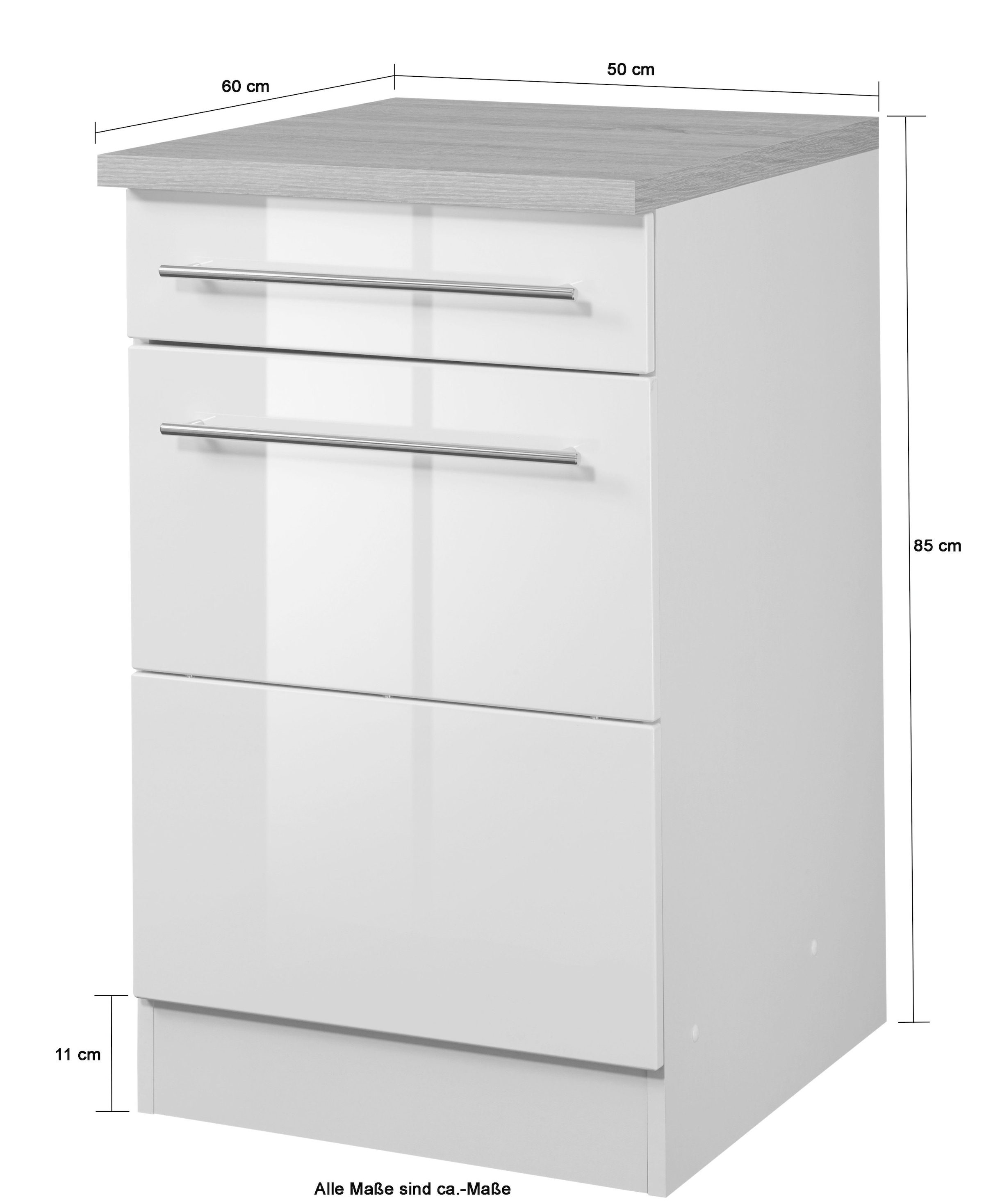 KOCHSTATION Unterschrank »KS-Wien«, Breite 50 cm, mit 1 Tür und 1 Schubkasten