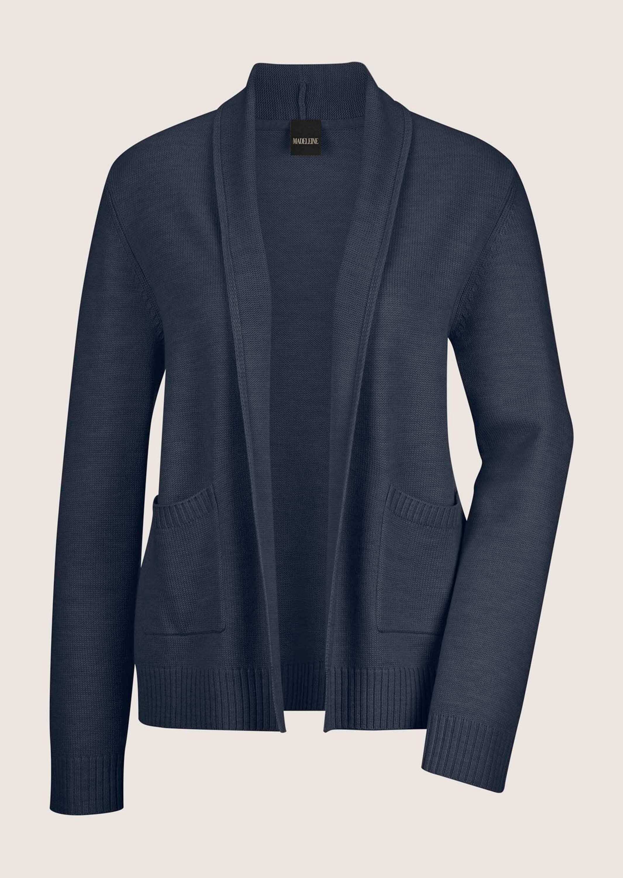 MADELEINE Strickjacke "Strickjacke Langarm Cardigan mit Schalkragen, Kaschmir" Formstabile Rippenabschlüsse
