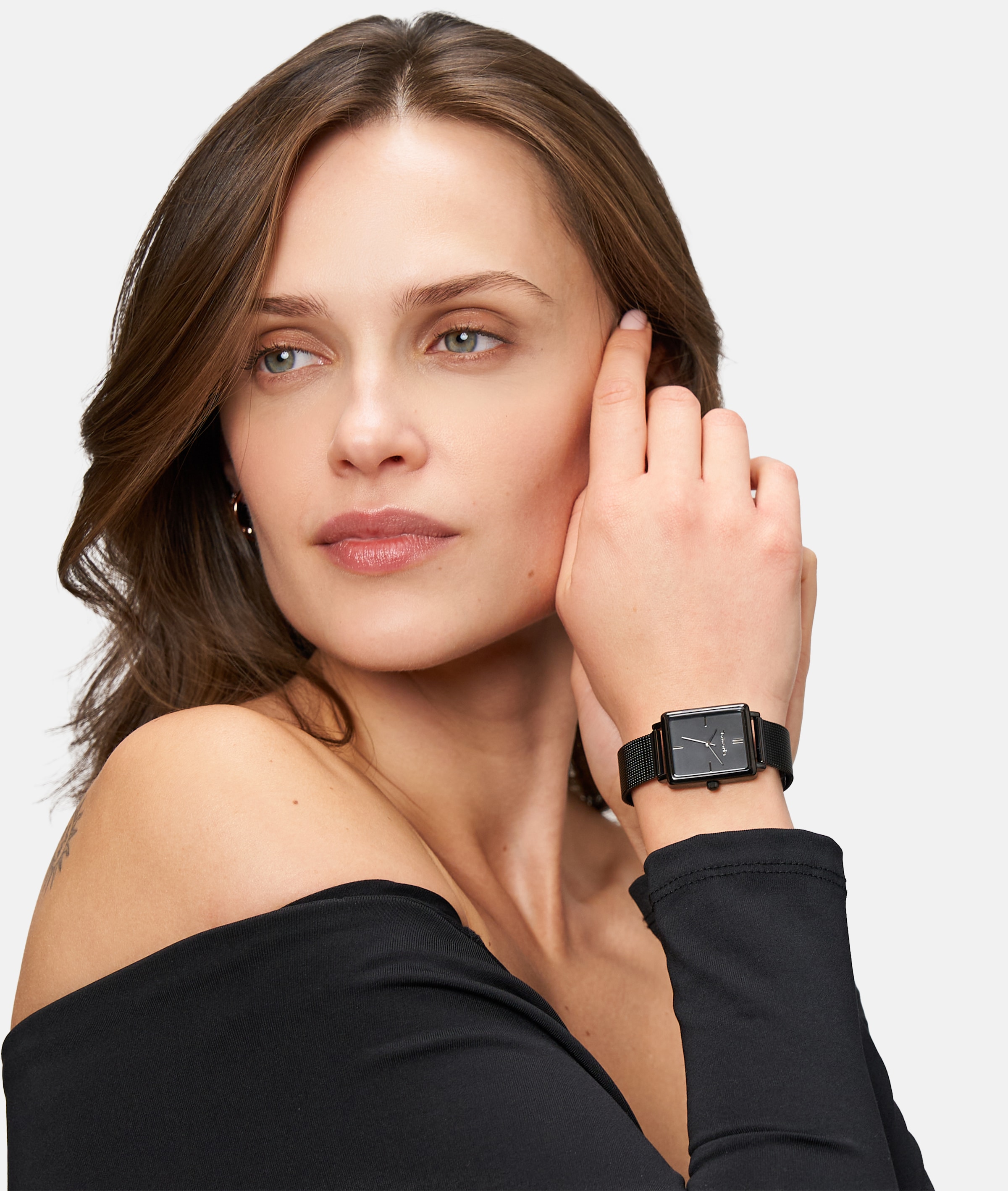 Tamaris Quarzuhr »Square Meets Mesh« Armbanduhr, Damenuhr, Edelstahlarmband, analog