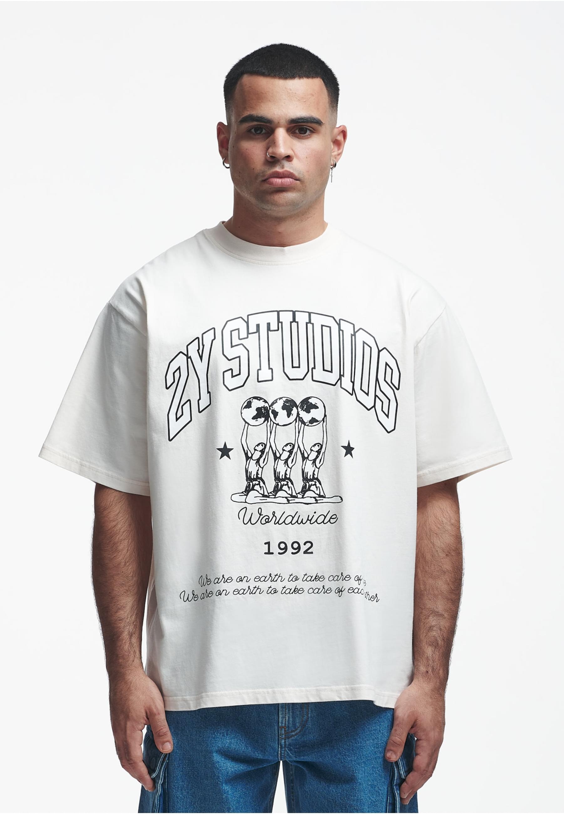 2Y Studios T-Shirt »2Y Studios Herren 2Y Globus Oversize Tee«, (1 tlg.)