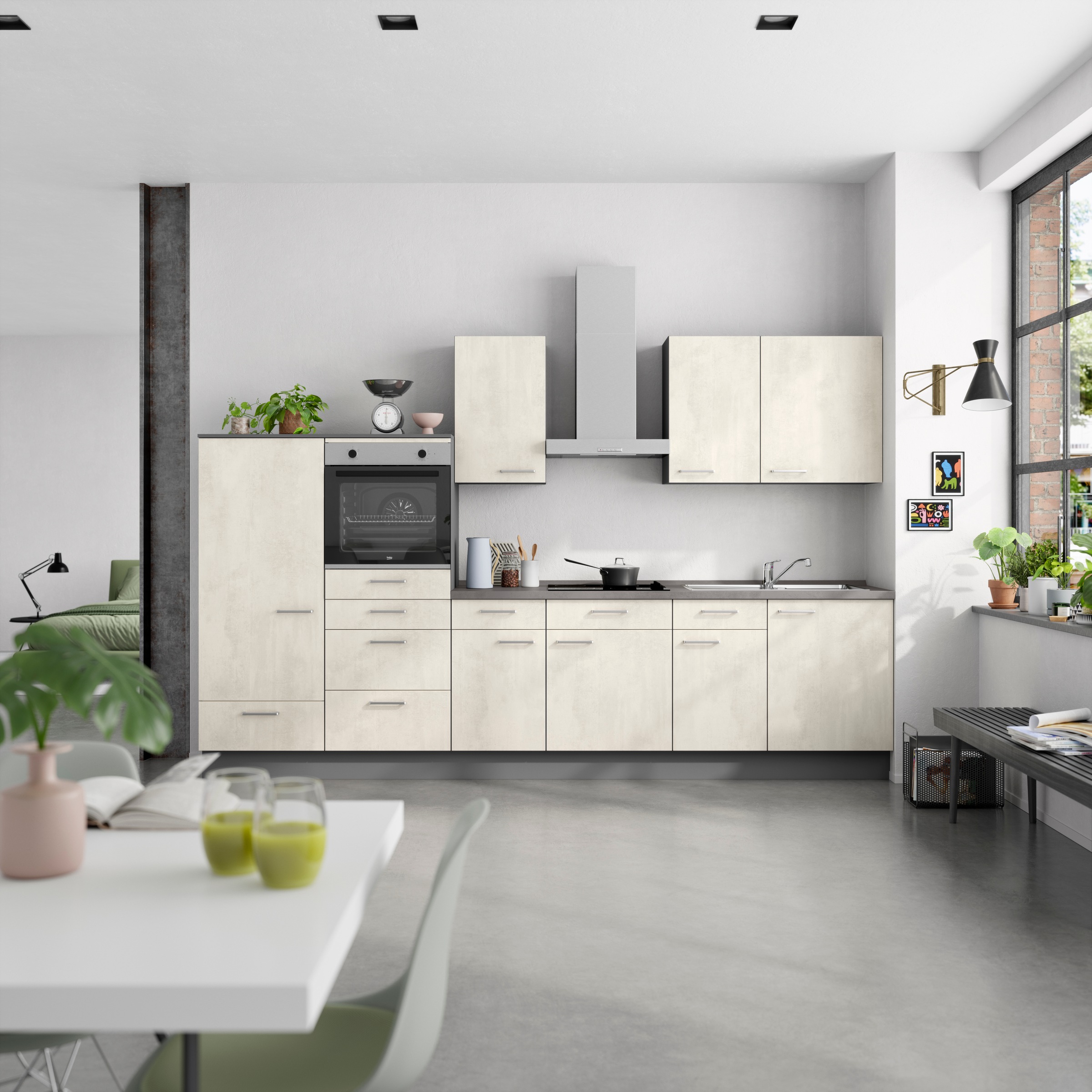 nobilia® Küchenzeile »"Riva I"«, vormontiert, Ausrichtung wählbar, Breite 330 cm, wahlw. mit E-Geräten